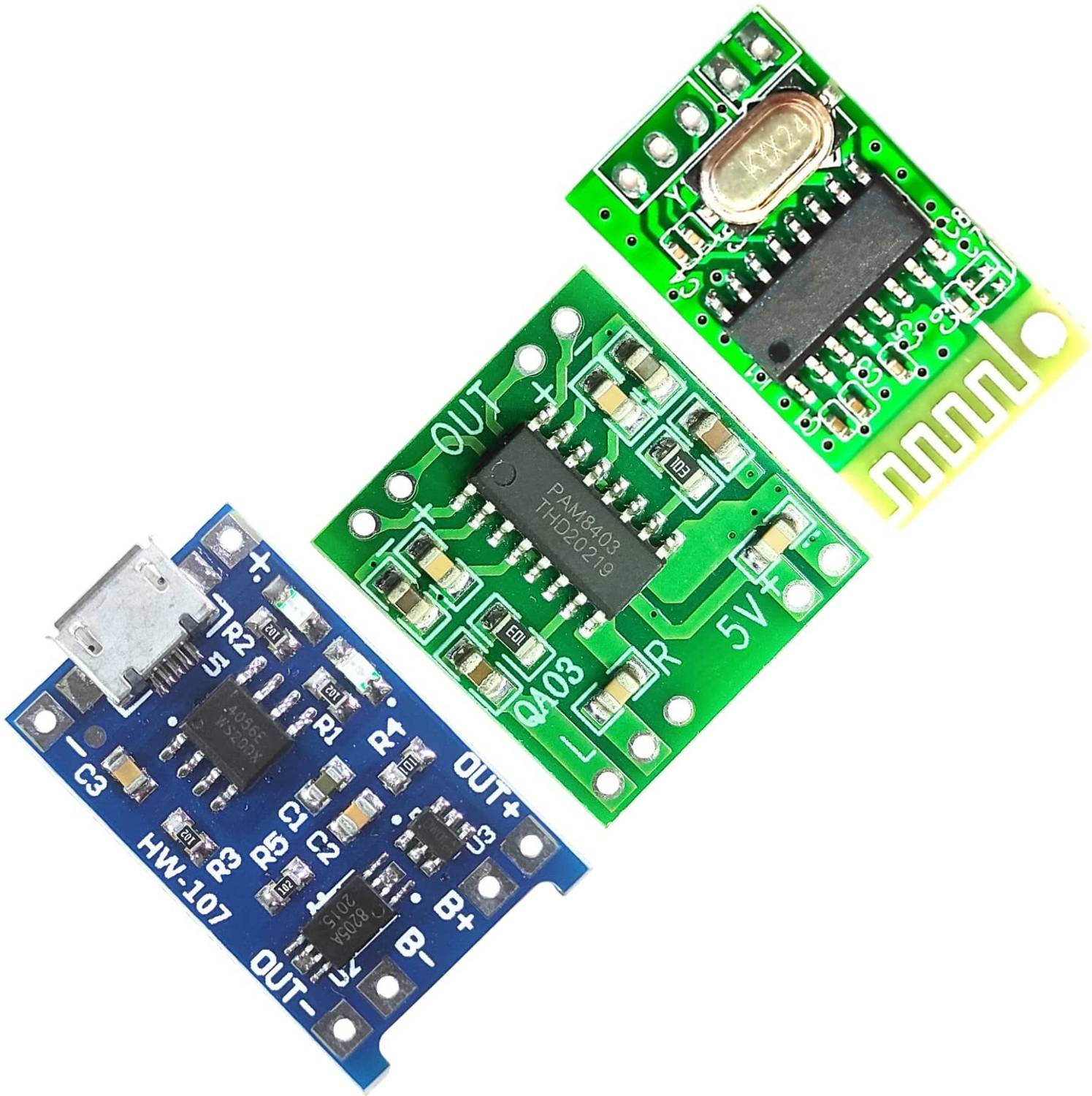 Malati (COMBO 3 ) Amplifier Board. 5V Bluetooth Audio Receiver.Battery Charging Module. Electronic Components Electronic Hobby Kit