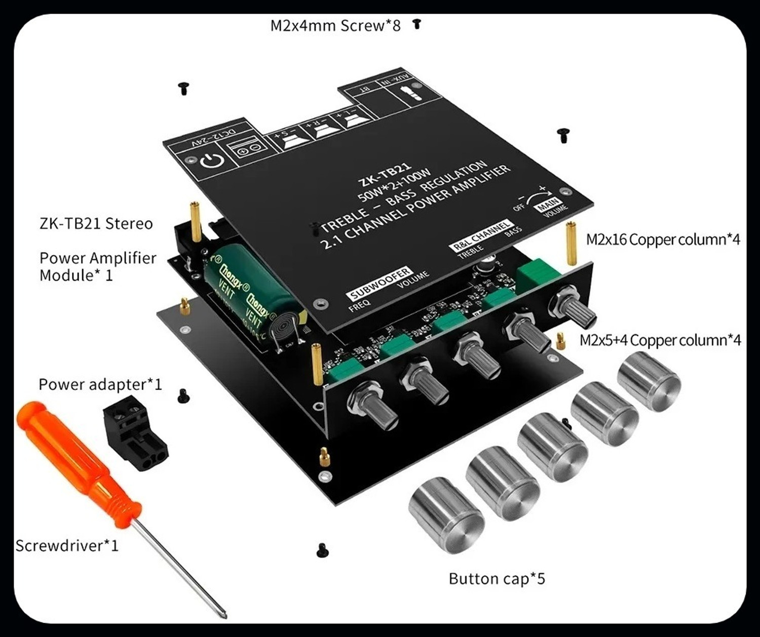 Image of EASTRA TPA3116D2 ZK-TB 21 50w*2+100w 21 Ampl -EHK2659 Electronic Components Electronic Hobby Kit