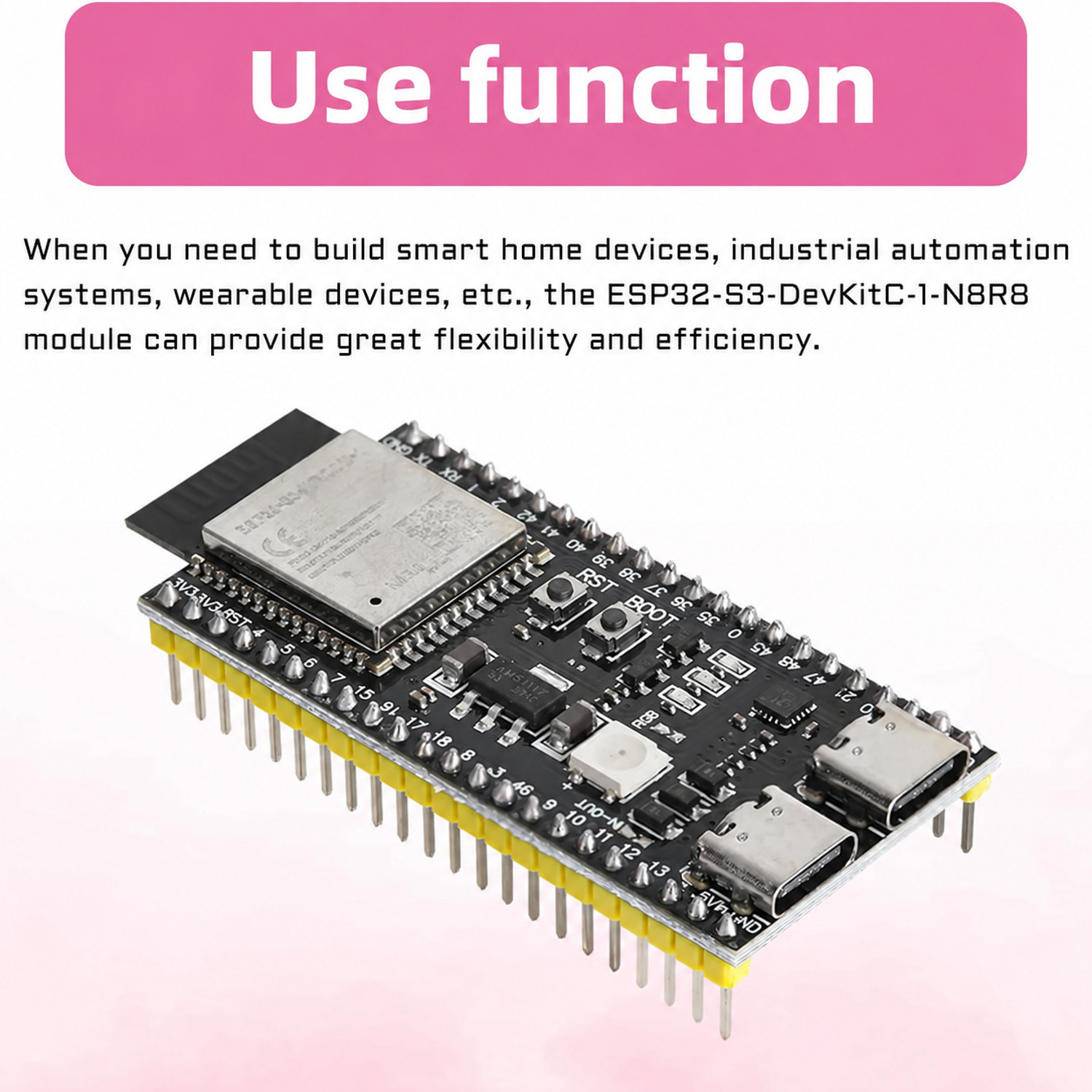 Image of Electrobot ESP32-S3 N8R8 Wi-Fi Bluetooth Development Boards, Pack of 2 Micro Controller Board Electronic Hobby Kit