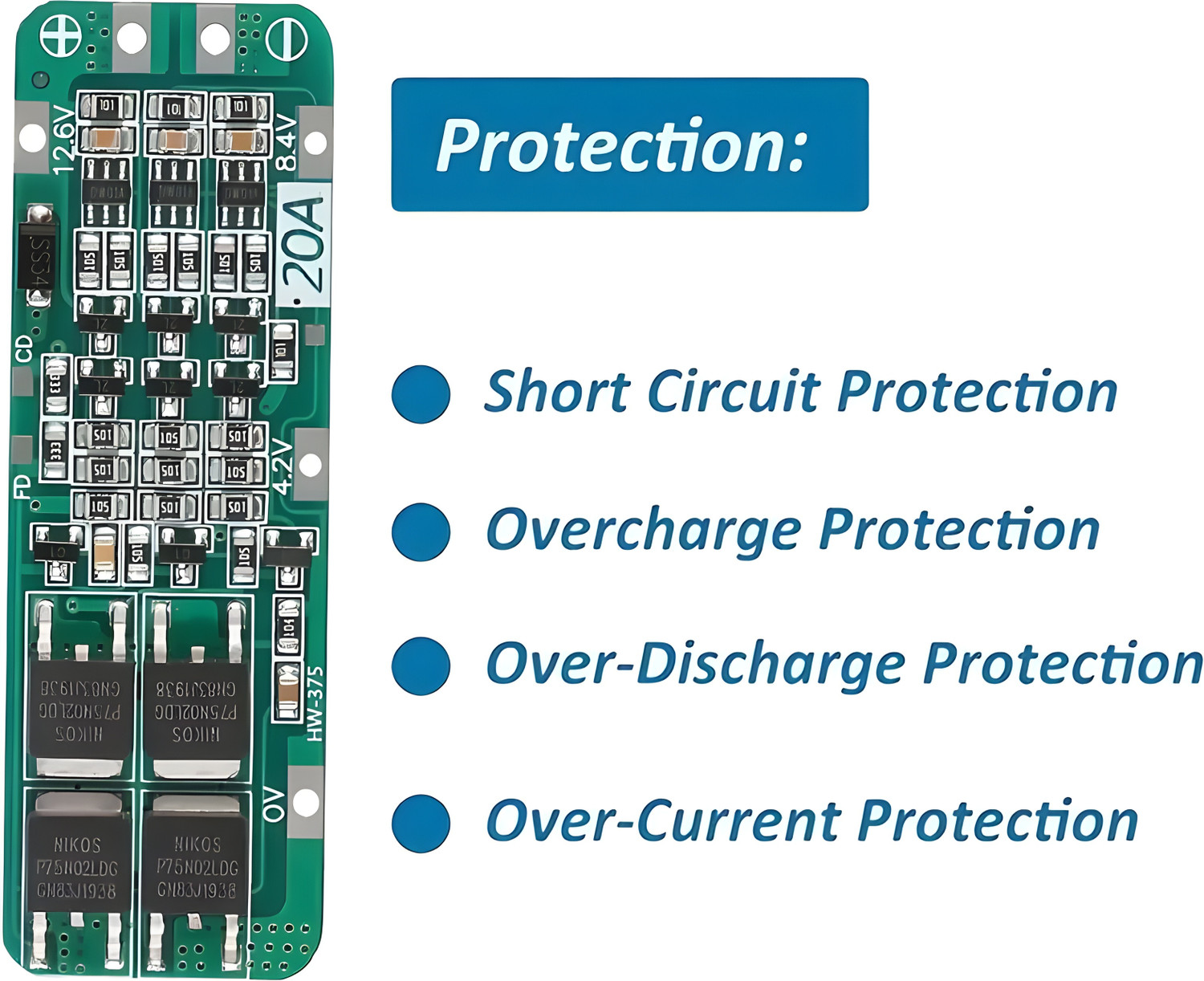 Image of Robo Ocean BMS 3 Series 20A [Pack of 3] 18650 Lithium Battery Protection Board 11.1V 12V Electronic Components Electronic Hobby Kit