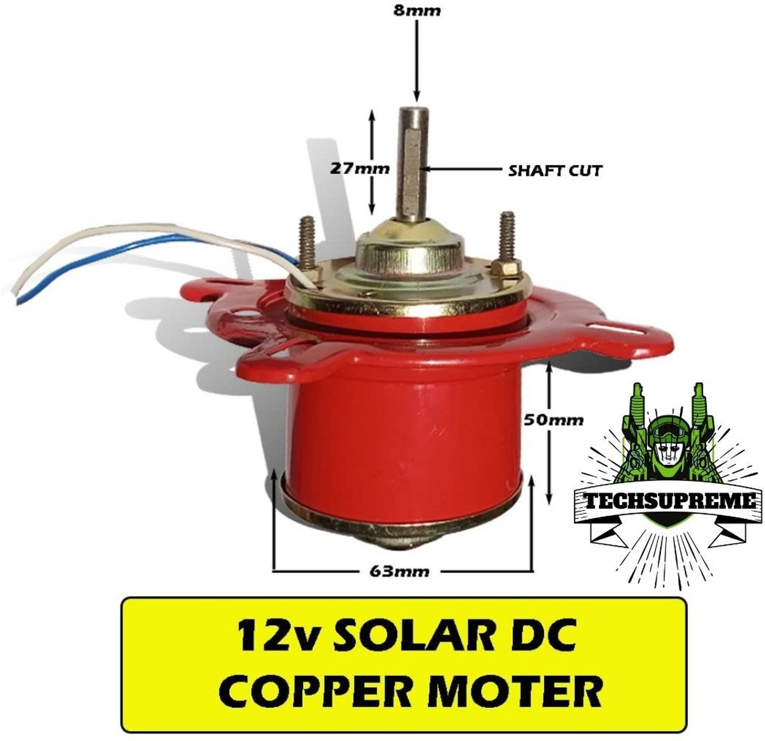 Image of TechSupreme 12 Volt DC Motor For Solar Fan Cooler High Power 3amp Big Motor For Projects A8 Electronic Components Electronic Hobby Kit