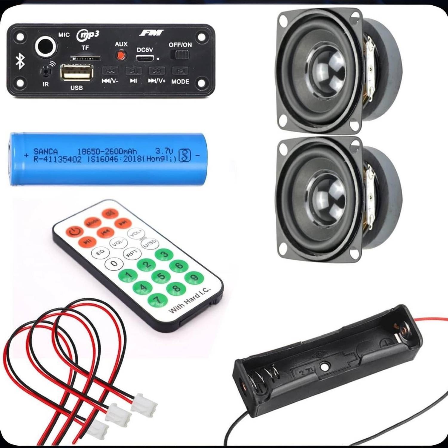 QAULITY Speaker Kit with Bluetooth Board, Built-in Ampl-EHK3319 Sound Recorder and Sound Circuit Electronic Hobby Kit - Image 1