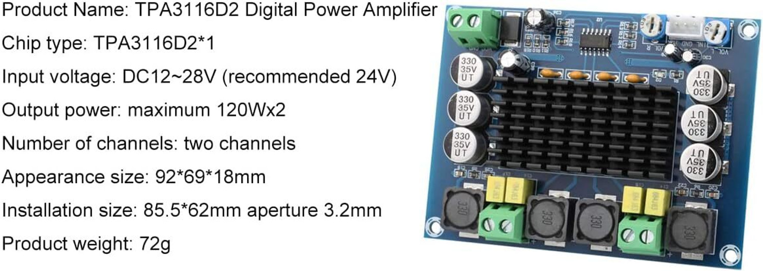 Image of SG Flash PREMIUM TPA3116D2 2-Channel Digital Audio Stereo Power Amplifier Board 2x120W Electronic Components Electronic Hobby Kit