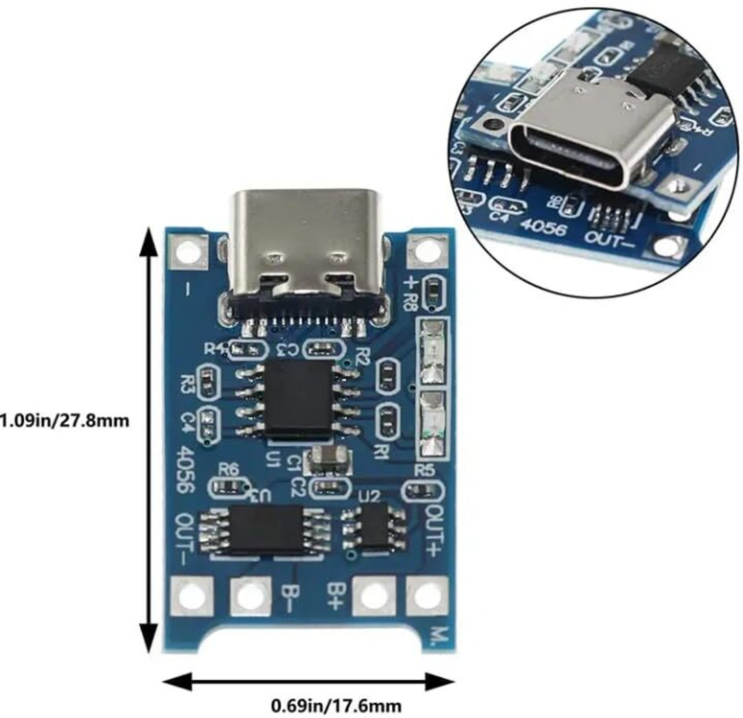 Image of electro (PACK OF 3) TP4056 USB Type-C Charging Module for 18650 Lithium Battery 3.7V Electronic Components Electronic Hobby Kit