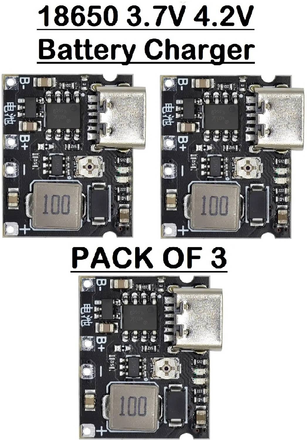 3REE PACK OF 3 3.5V to 5V/9V 18650 Lithium Battery Charge Module Electronic Components Electronic Hobby Kit