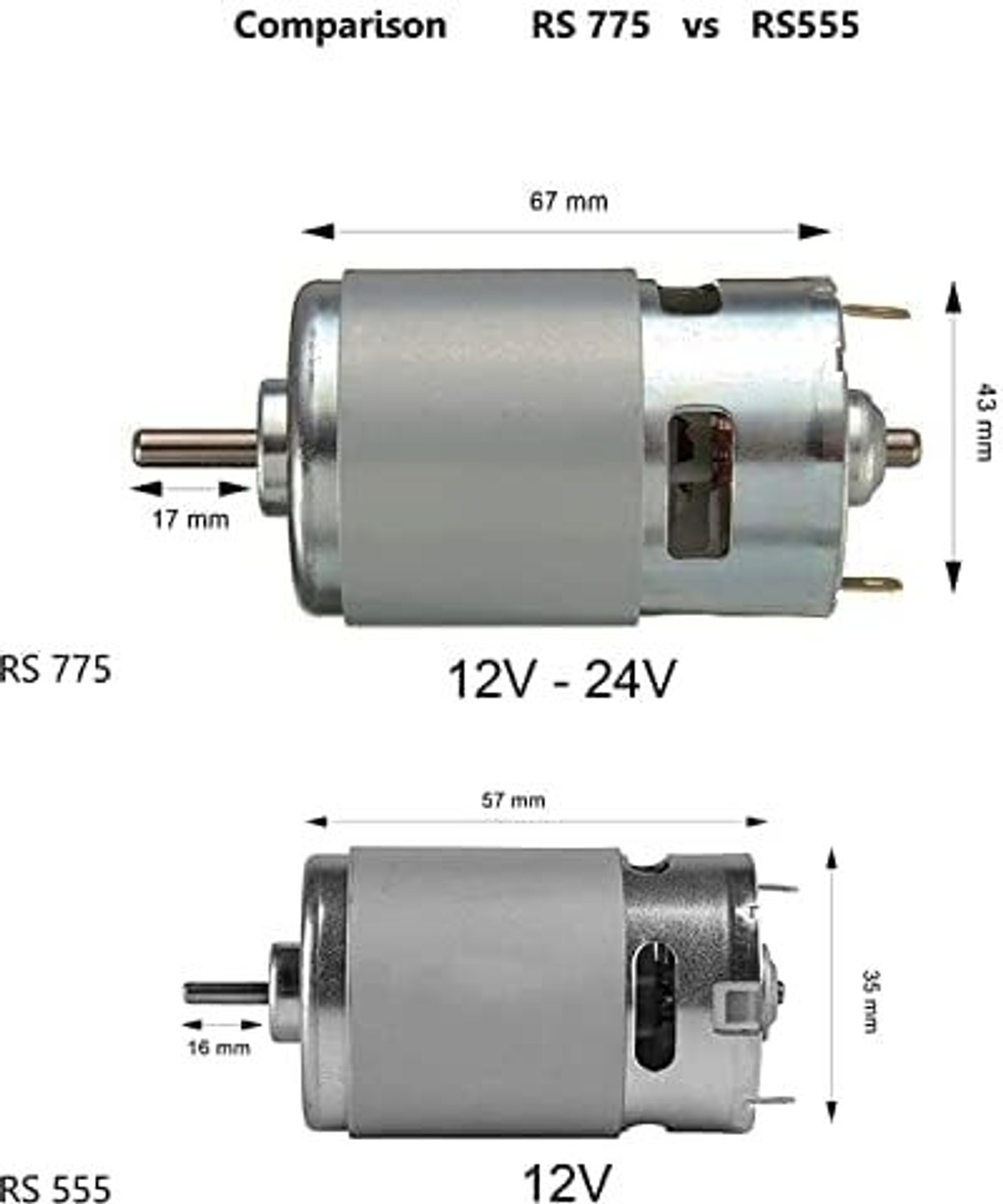 Image of SP Electron 12V DC RS-555 Motor Multipurpose Brushed Motor for DIY applications PCB Drill Automotive Electronic Hobby Kit