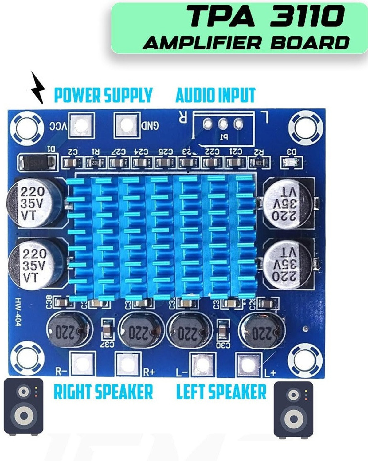 Image of EASTRA TPA3110 30W+30W 2.0 Audio Amplifier Board Electronic Components Electronic Hobby Kit