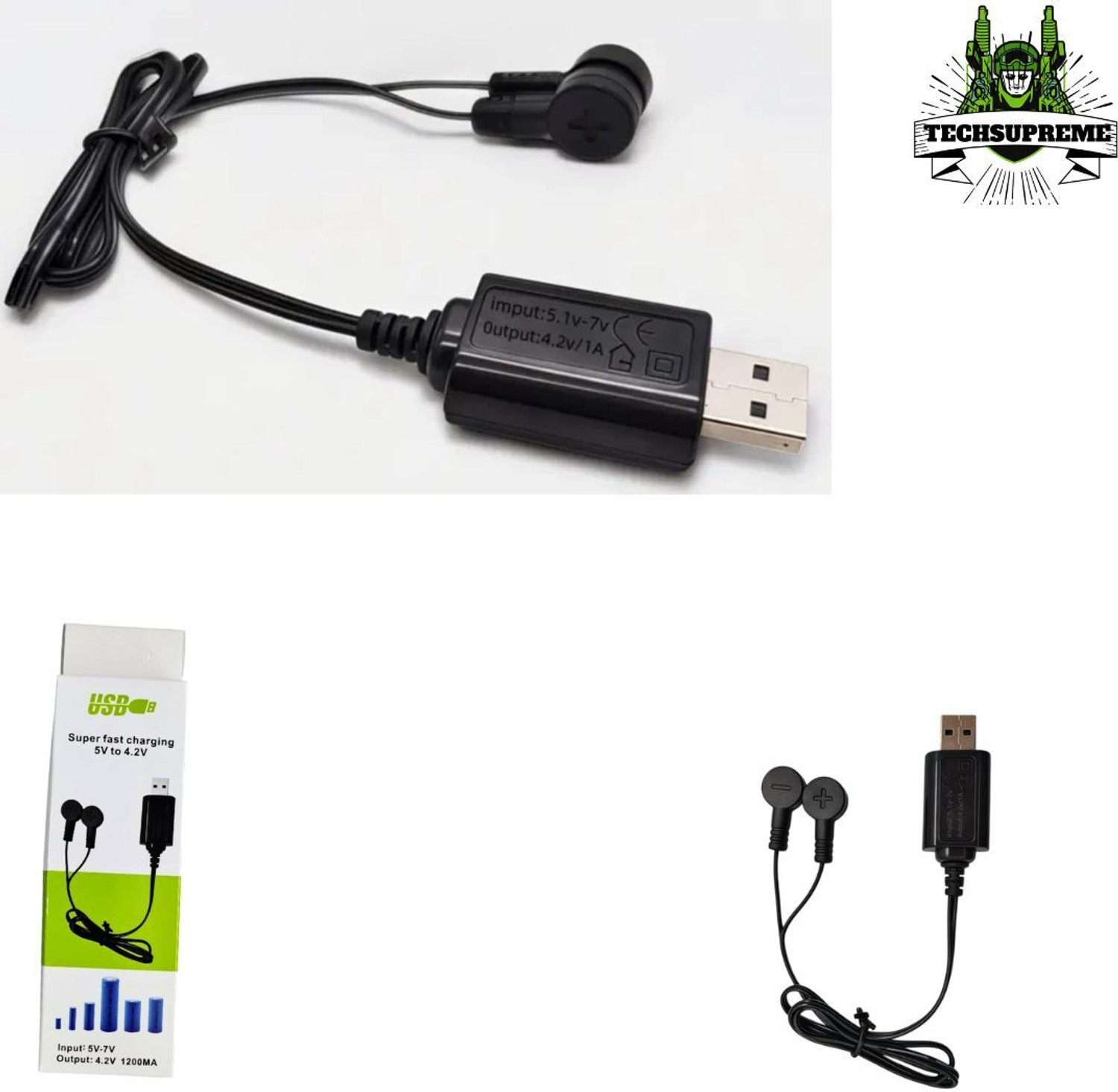 Image of TechSupreme USB Magnetic Charger for 3.7V Rechargeable Lithium Battery Charging Cord A3 Electronic Components Electronic Hobby Kit