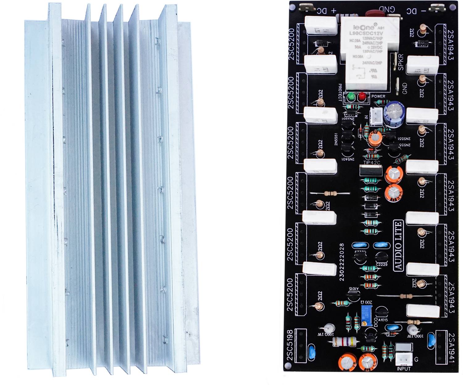 AUDIO LITE 600W RMS Mono Amplifier Board Using 2SC5200 + 2SA1943 (Driver Sec + Heat Sink) Sound Recorder and Sound Circuit Electronic Hobby Kit
