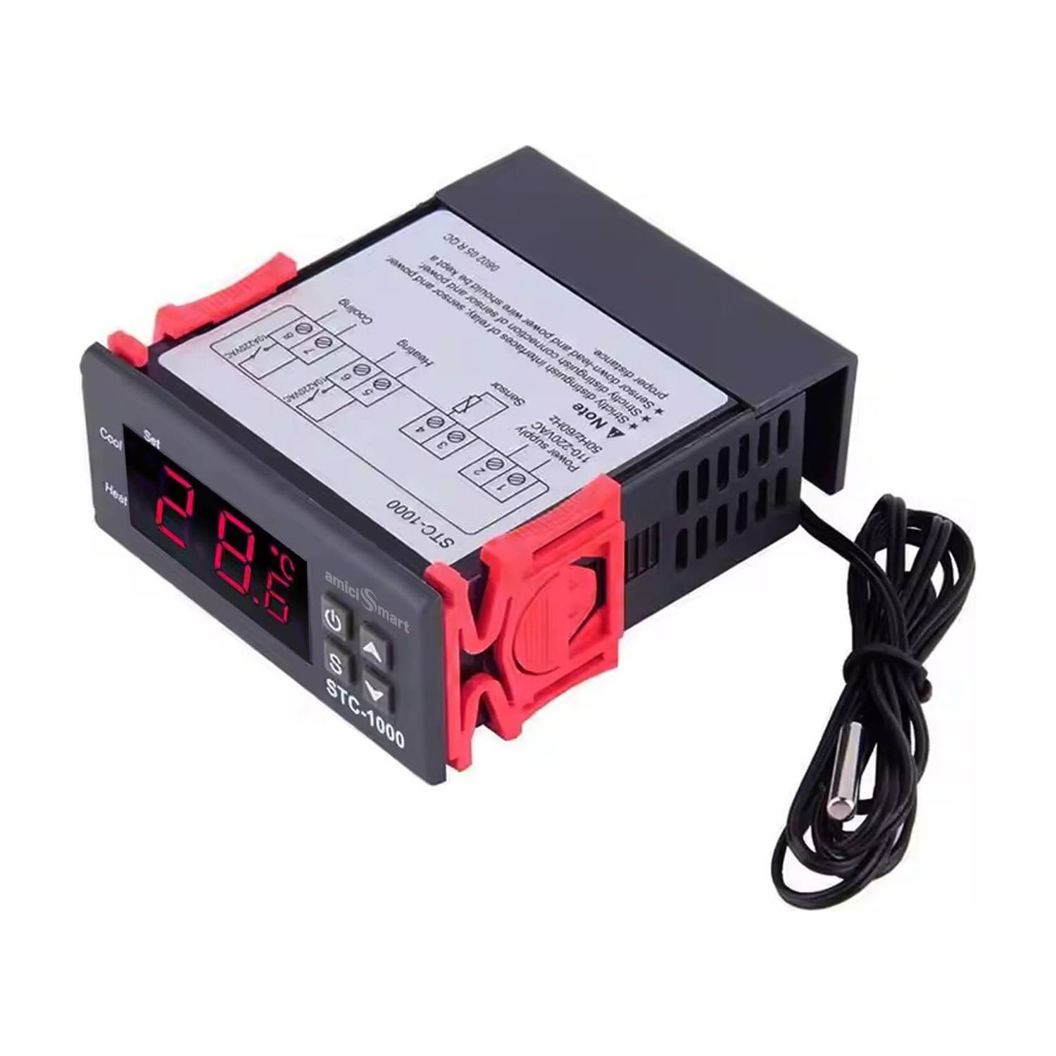 amiciSmart 24V Digital Thermostat,Temperature Regulating Device 10A Incubator STC-1000 Power Supply Electronic Hobby Kit
