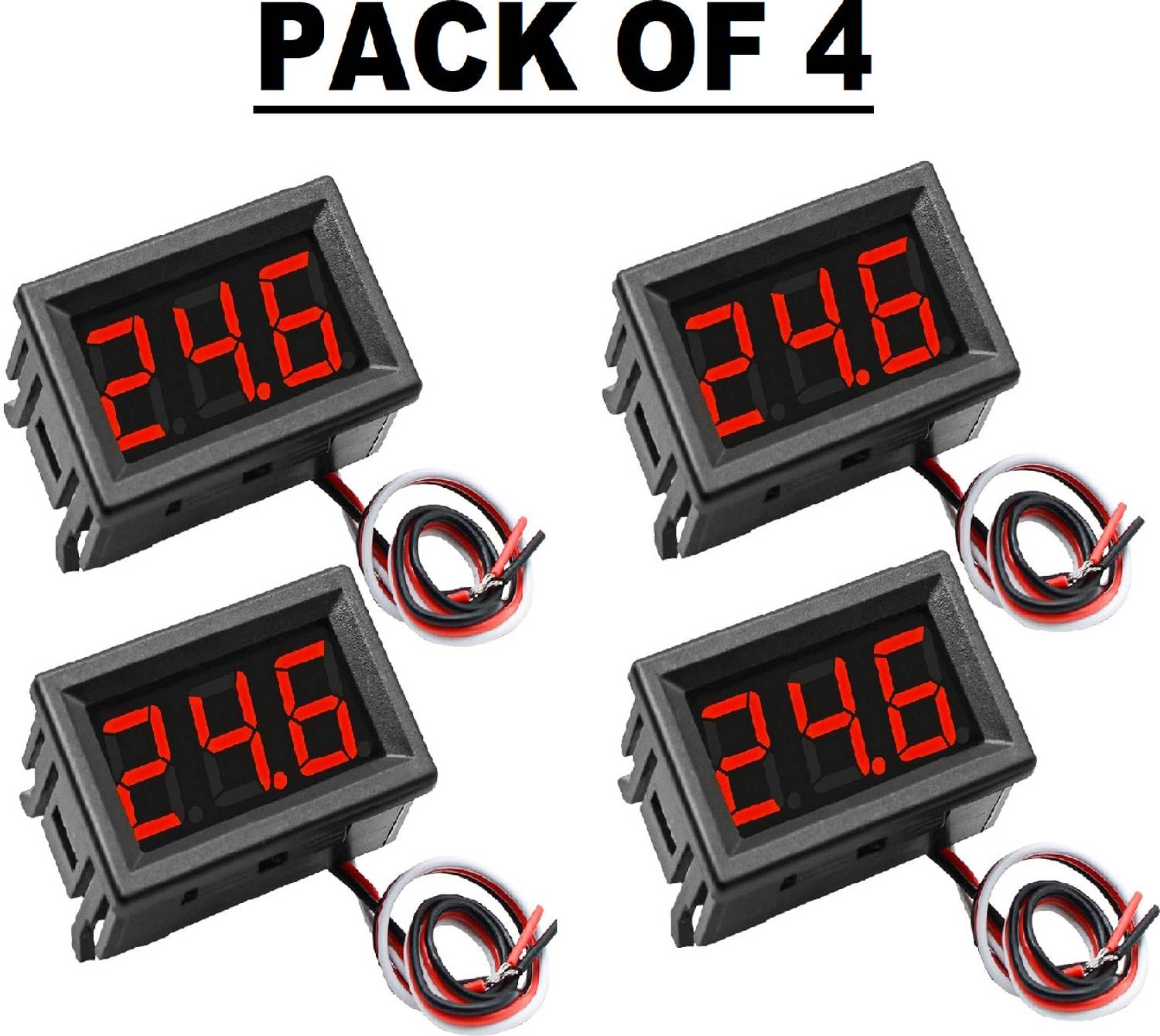 3REE PACK OF 4 DC 100V Mini Voltmeter Red LED 3-Wire Display Panel Electronic Components Electronic Hobby Kit