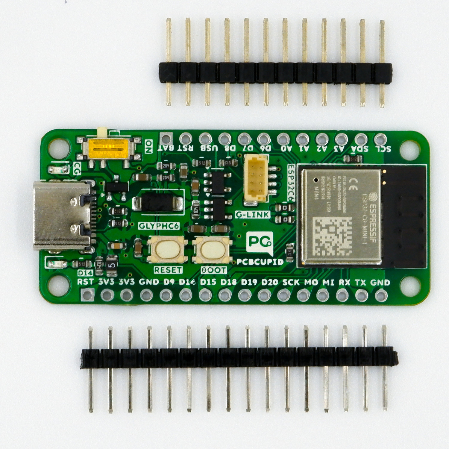 Image of PCBCUPID Glyph C6 | ESP32C6 With integrated 3.7v BMS Electronic Components Electronic Hobby Kit