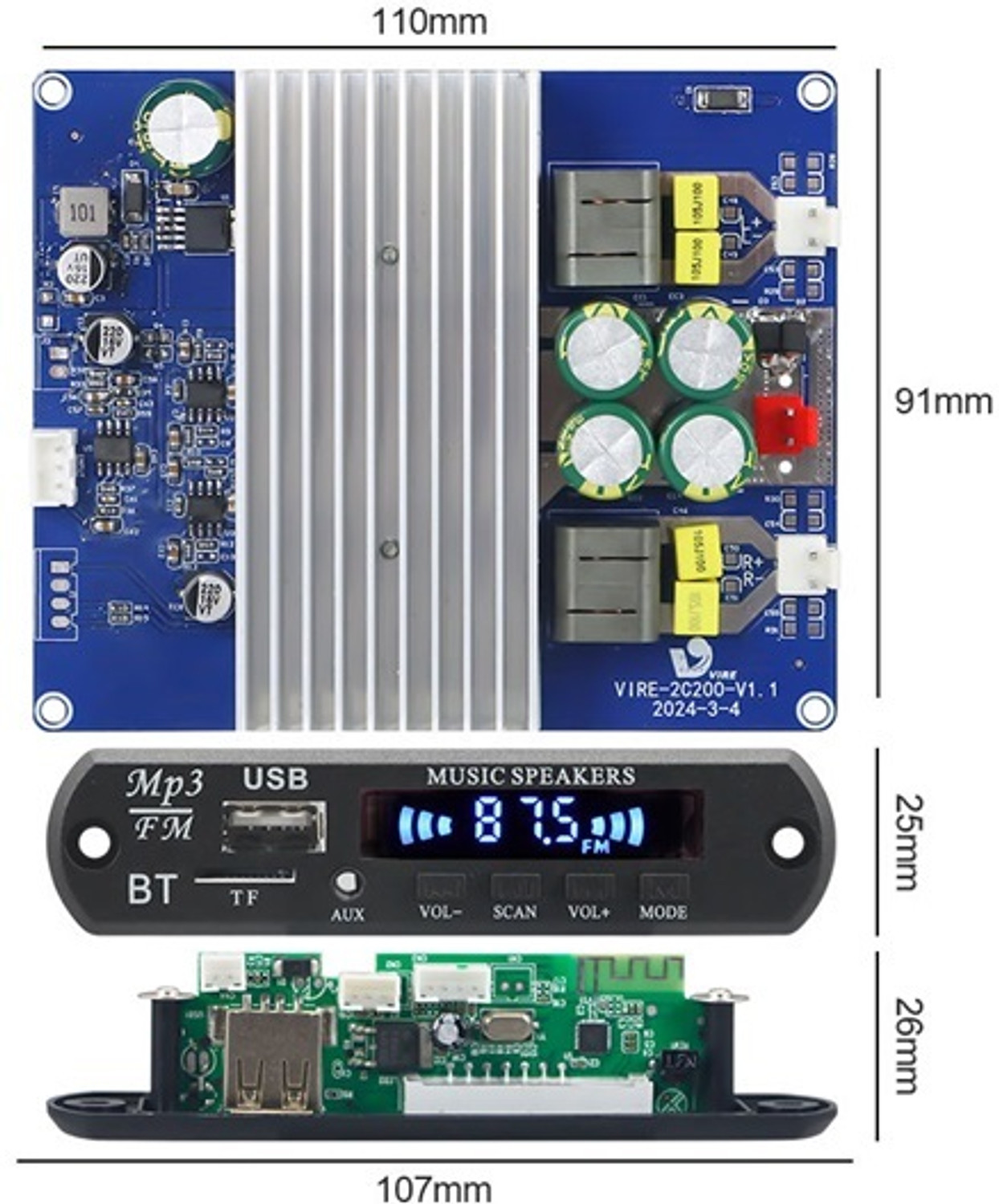 Image of 3REE PREMIUM 2*200W TPA3251 Class D USB Sound Card Mini Amplifier for Bluetooth Audio Electronic Components Electronic Hobby Kit