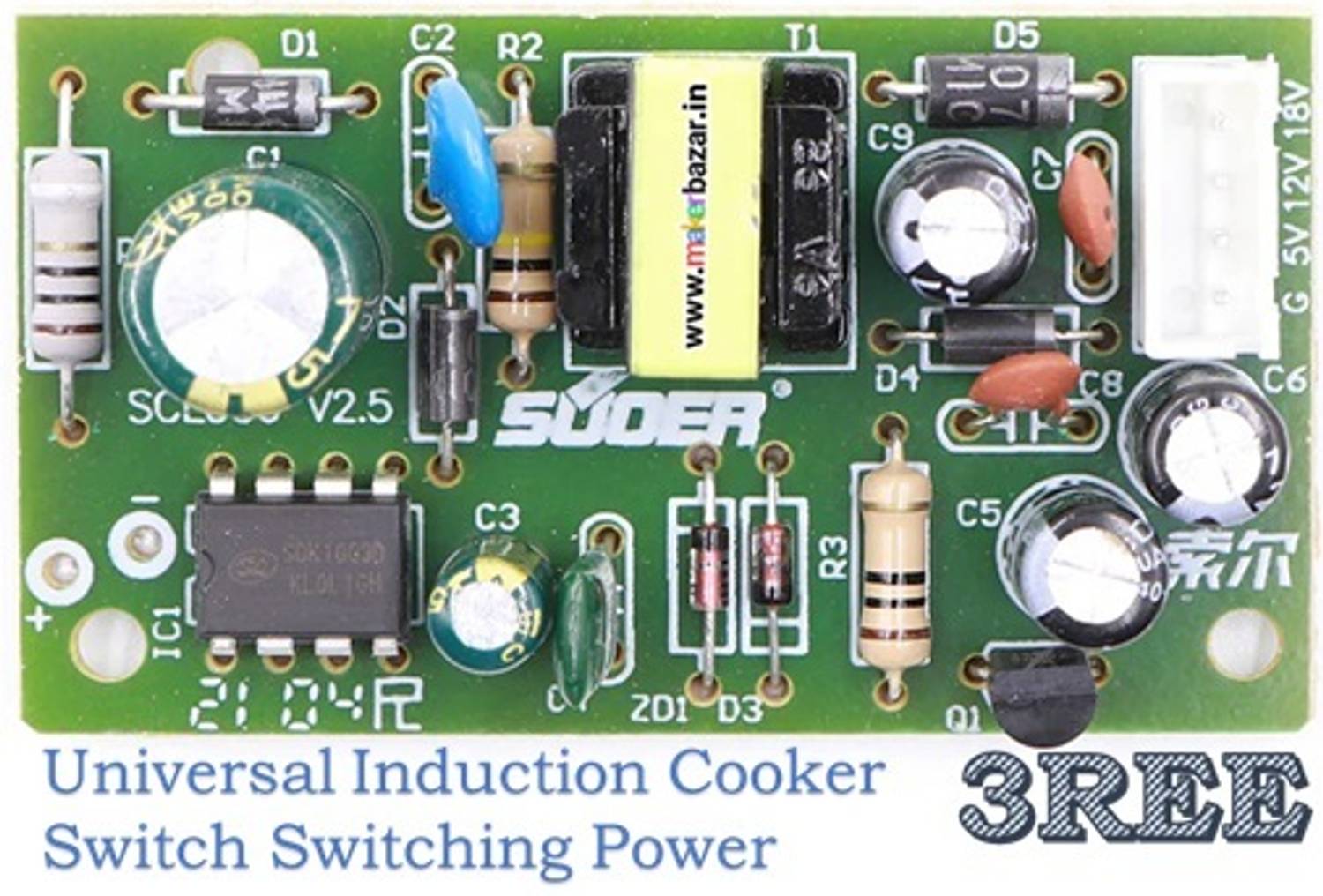 3REE PREMIUM 5V/12V/18V Universal Induction Cooker Switch Switching Power Supply Electronic Components Electronic Hobby Kit