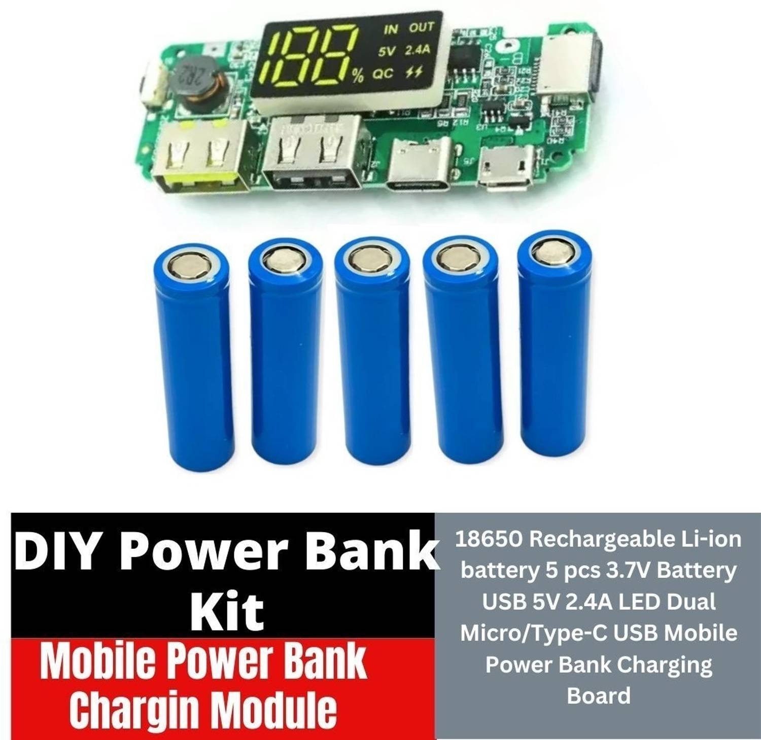 EBRAND ONE DIY Power Bank Kit with 5 Batteries - Image 1