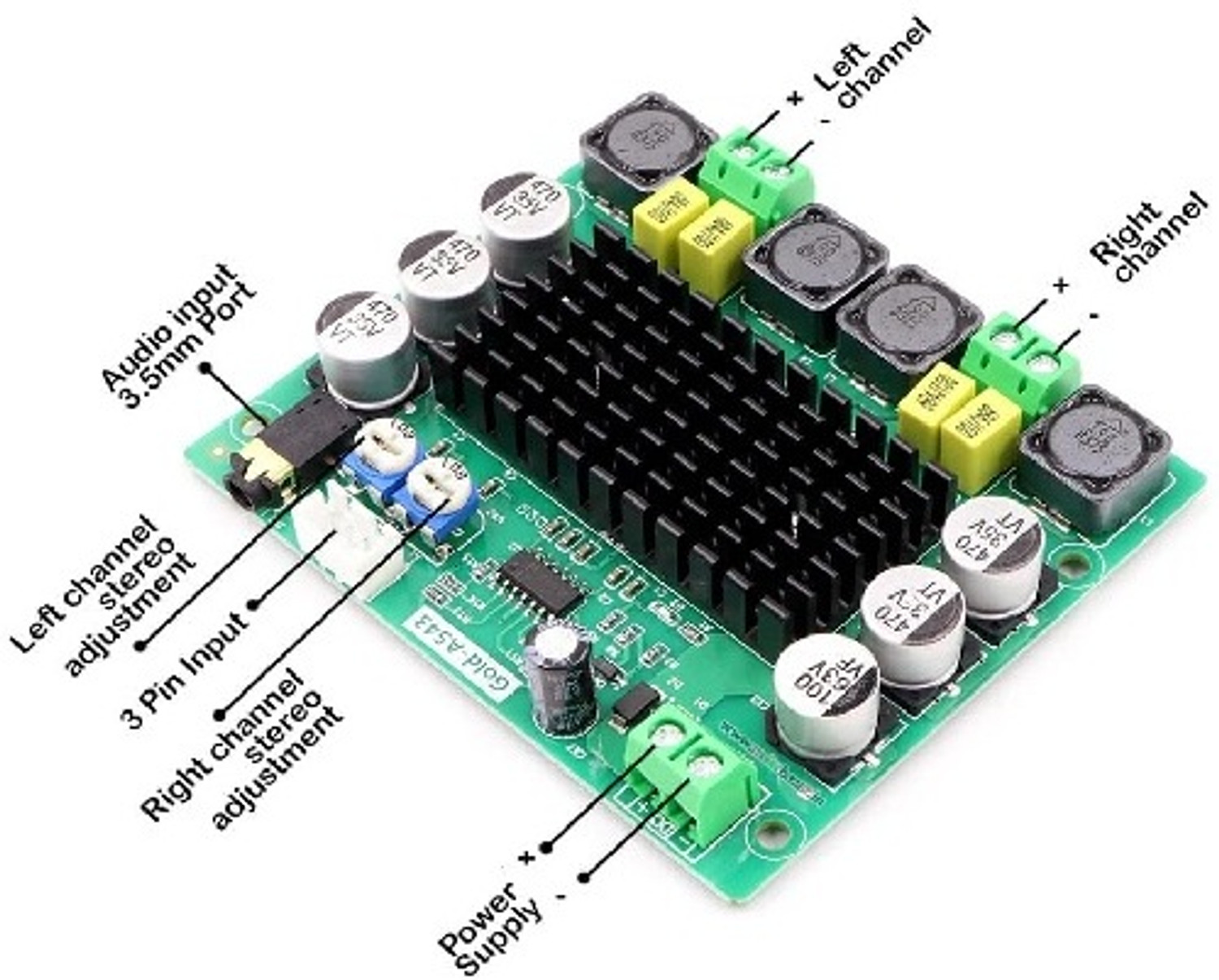 Image of EASTRA PREMIUM Gold-A543 12-26V 120W Dual Channel Amplifier Board Power Supply Electronic Hobby Kit