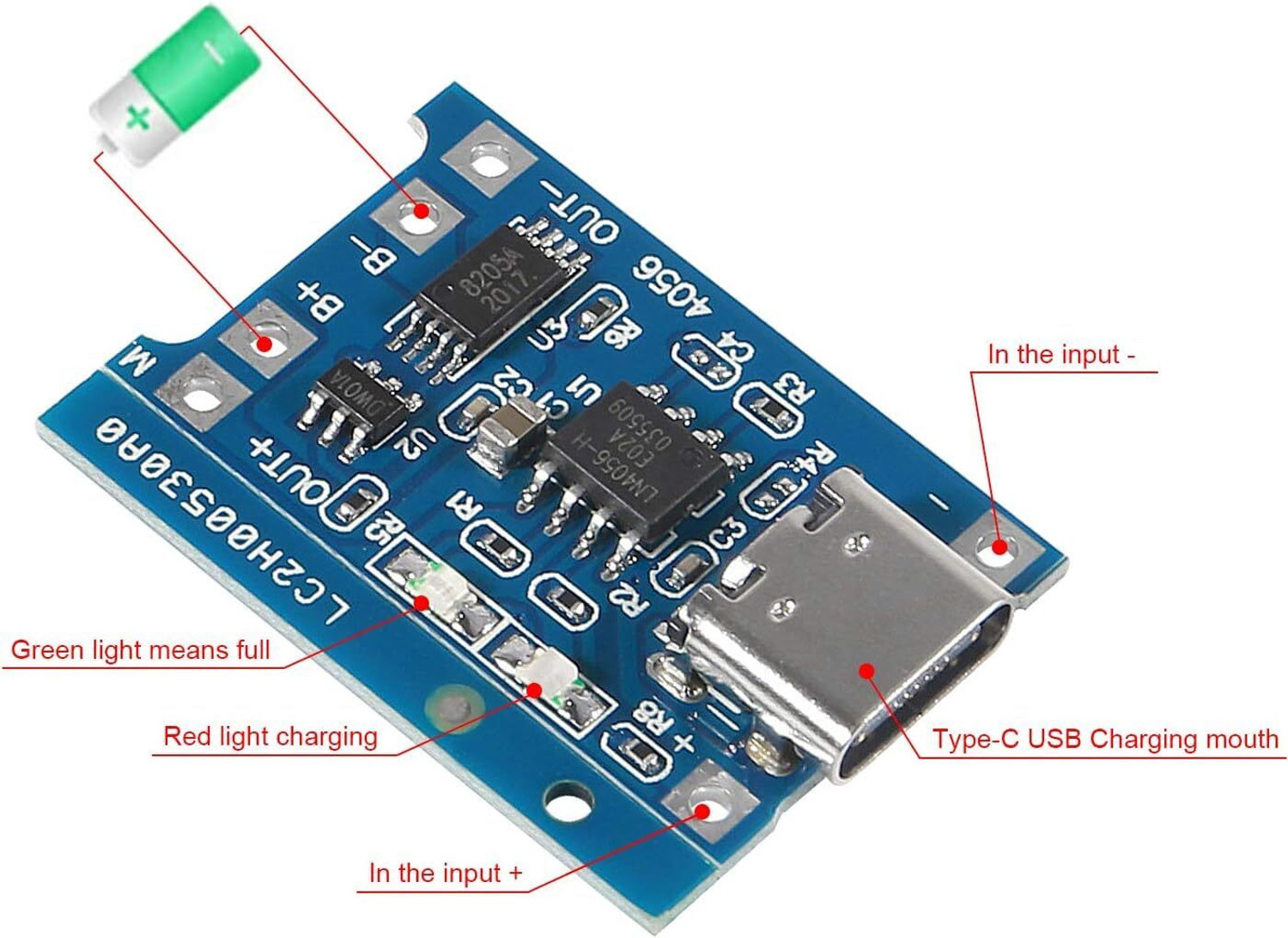 Image of TAKSAHVI 2PS TP4056 1A Li-ion lithium Battery Charging Module Current Protection Type C+N Micro Controller Board Electronic Hobby Kit