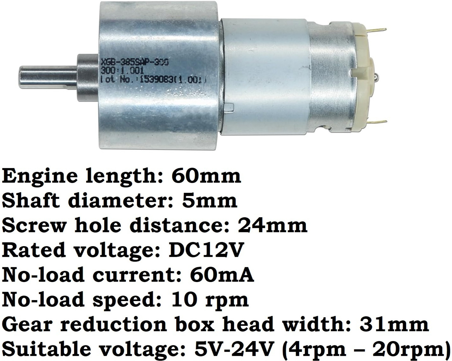 Image of 3REE Metal Gear Reducer Motor 5V-24V 20rpm to 12V 10rpm Motor Control Electronic Hobby Kit