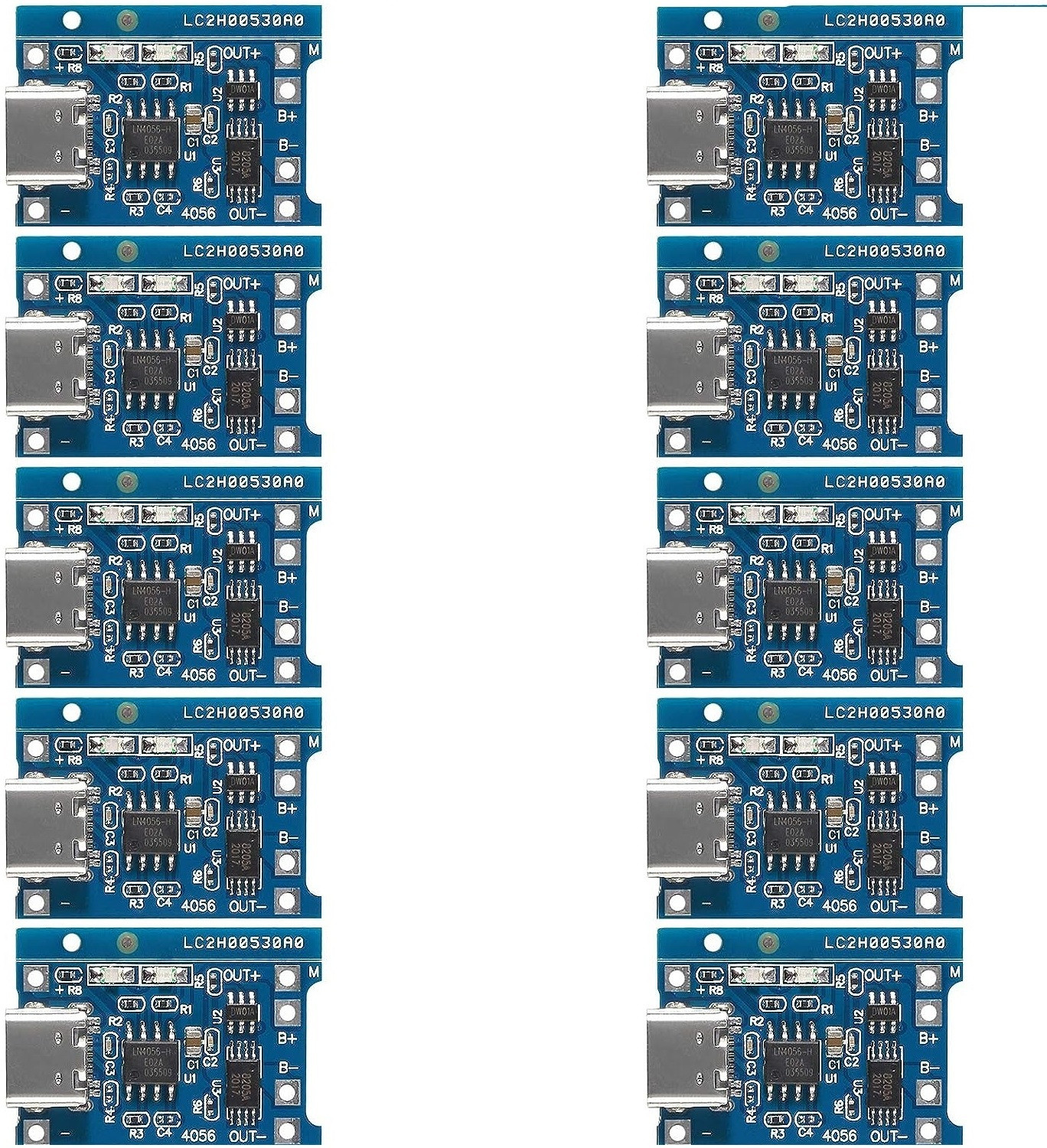 Image of Roboway TP4056 1A Li-Ion Lithium Battery Charging Module, Current Protection, Type C Power Supply Electronic Hobby Kit