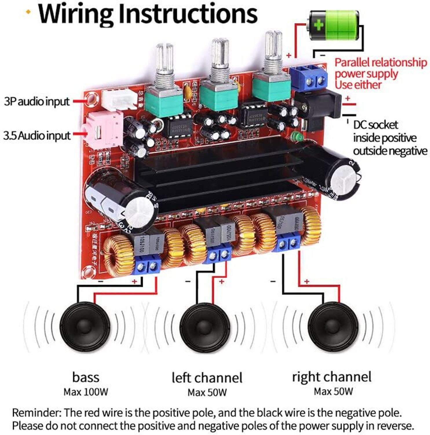 Image of HouseOfCommon PA3116D2 2 x 50W 21 Channel Digital Audio Power 100W Ampl -EHK1355 Electronic Components Electronic Hobby Kit