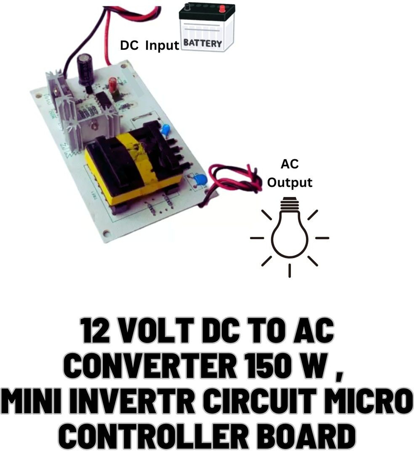 Image of TechSupreme 12 volt DC to AC Converter 150 W mini invertr circuit Micro Controller Board A1 Electronic Components Electronic Hobby Kit