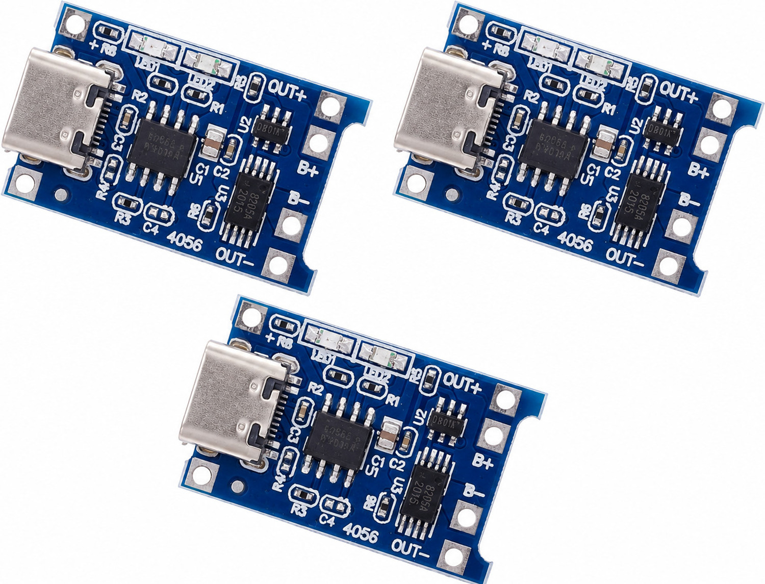 Image of electro (PACK OF 3) TP4056 USB Type-C Charging Module for 18650 Lithium Battery 3.7V Electronic Components Electronic Hobby Kit