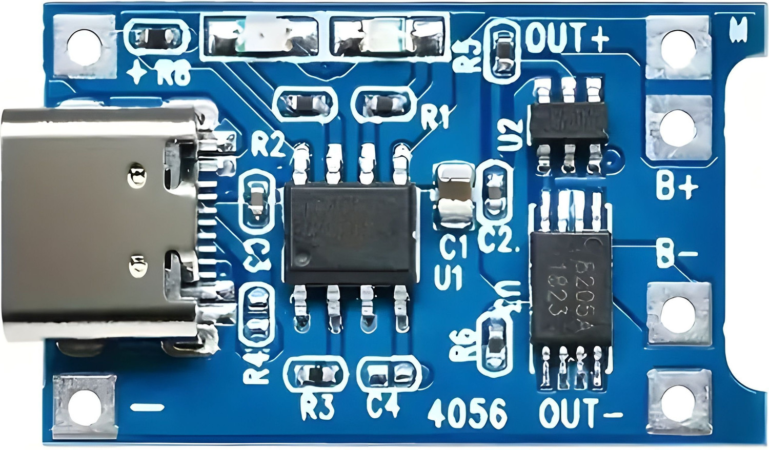 Image of Robo Ocean Battery Charging Module (TP4056) With Current Protection Type C (Pack of 1) Electronic Components Electronic Hobby Kit