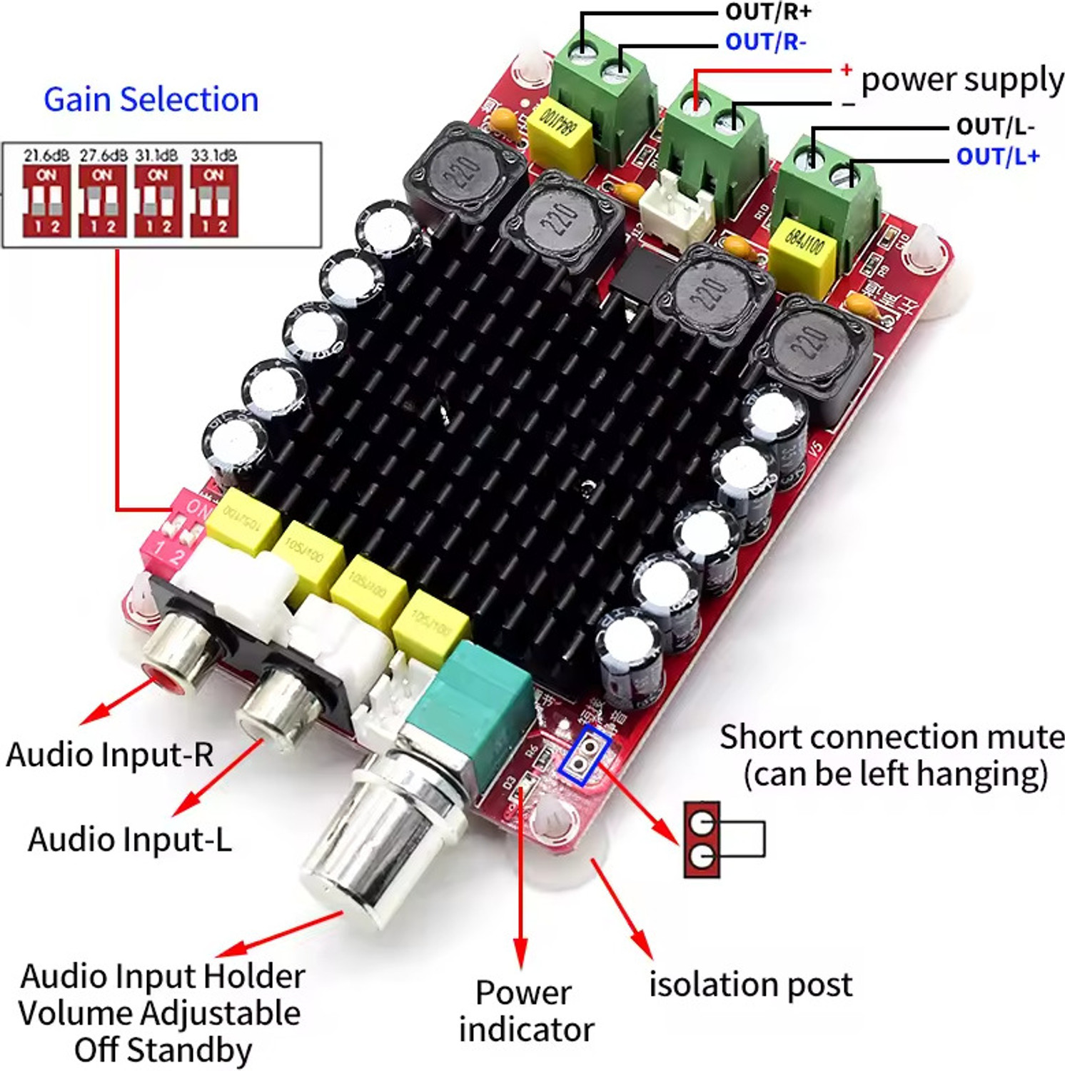 Image of EASTRA HIGH Digital Amplifier Board 2x 100w Amplifiers Amplificador Audio Power Supply Electronic Hobby Kit