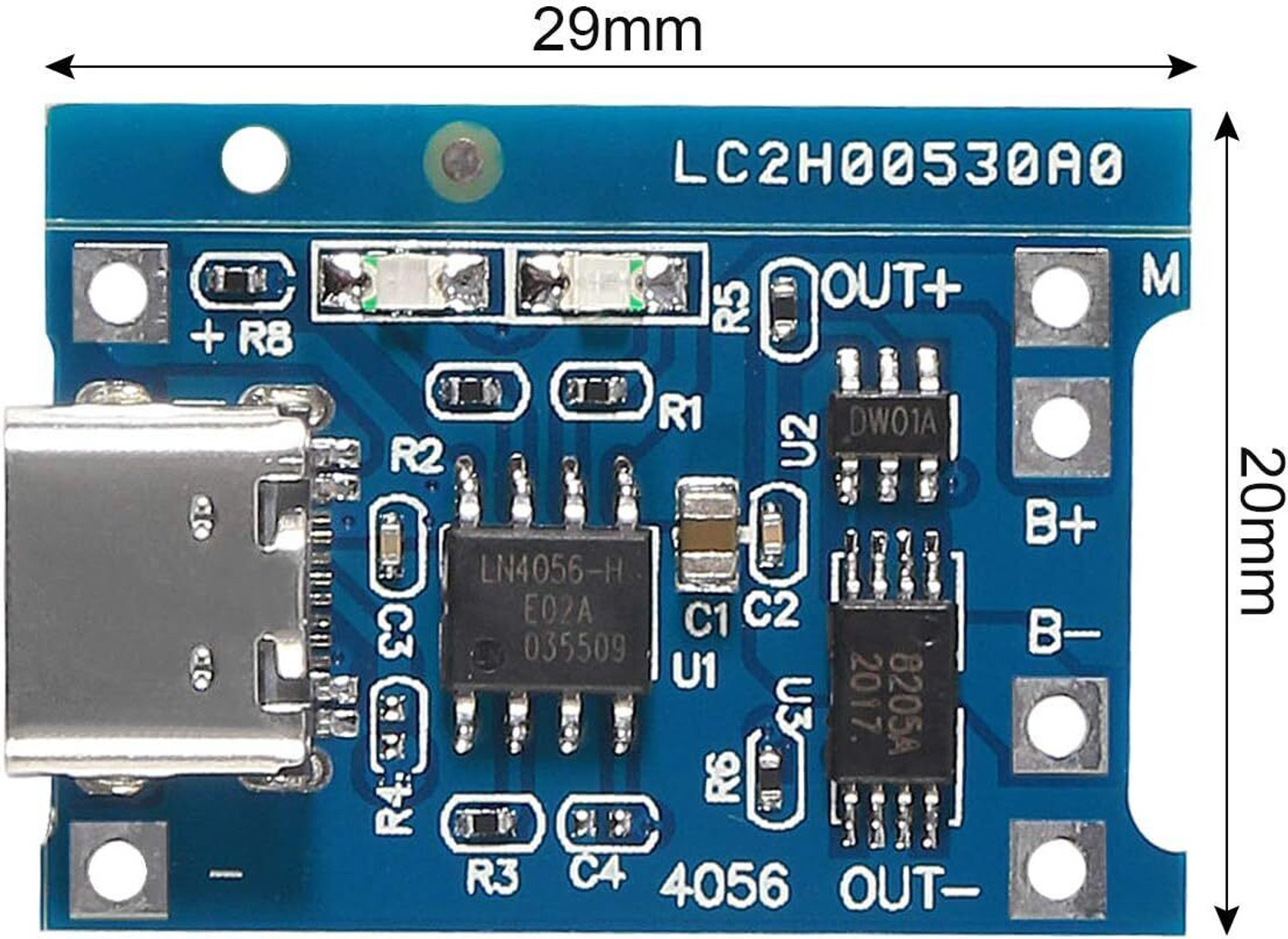 Image of Roboway TP4056 1A Li-Ion Lithium Battery Charging Module, Current Protection, Type C Power Supply Electronic Hobby Kit