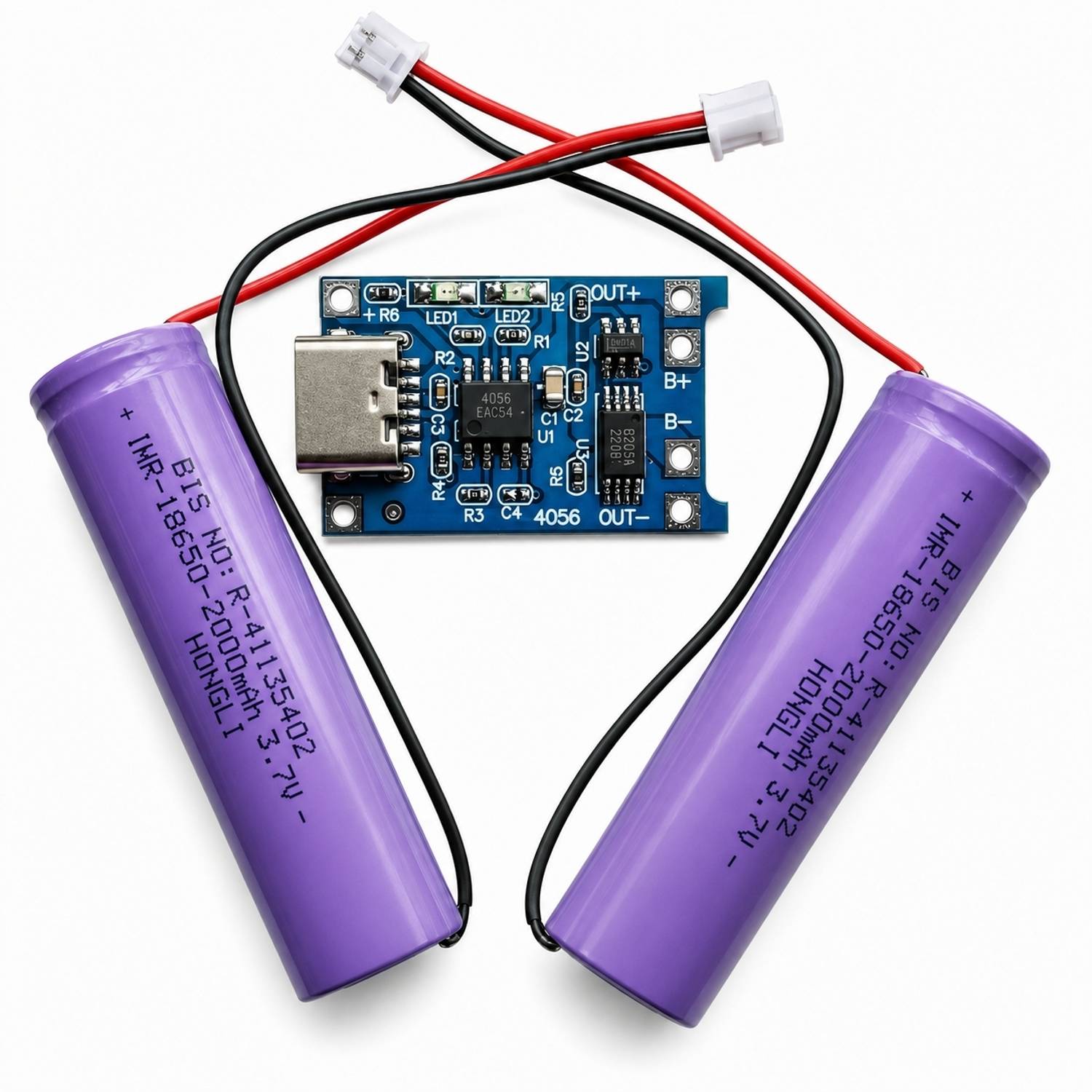 RMI 2pcs 3.7V 2000mAh Lithium Ion Rechargeable Battery - Image 1