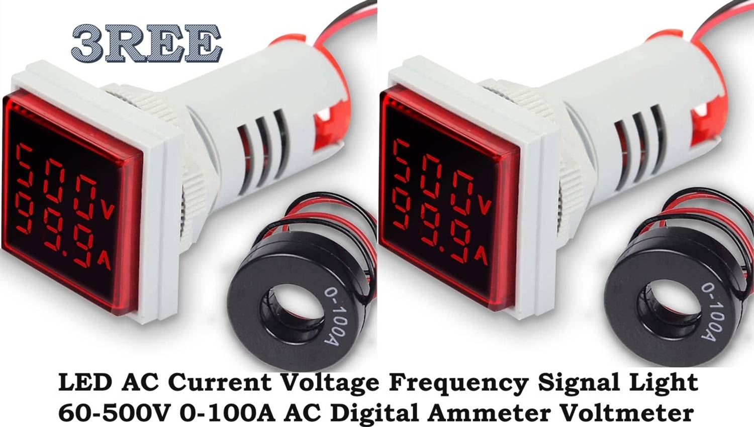 3REE RE Voltmeter Voltage Tester Current Detector Square 22mm Dual Display Panel Meter Electronic Hobby Kit