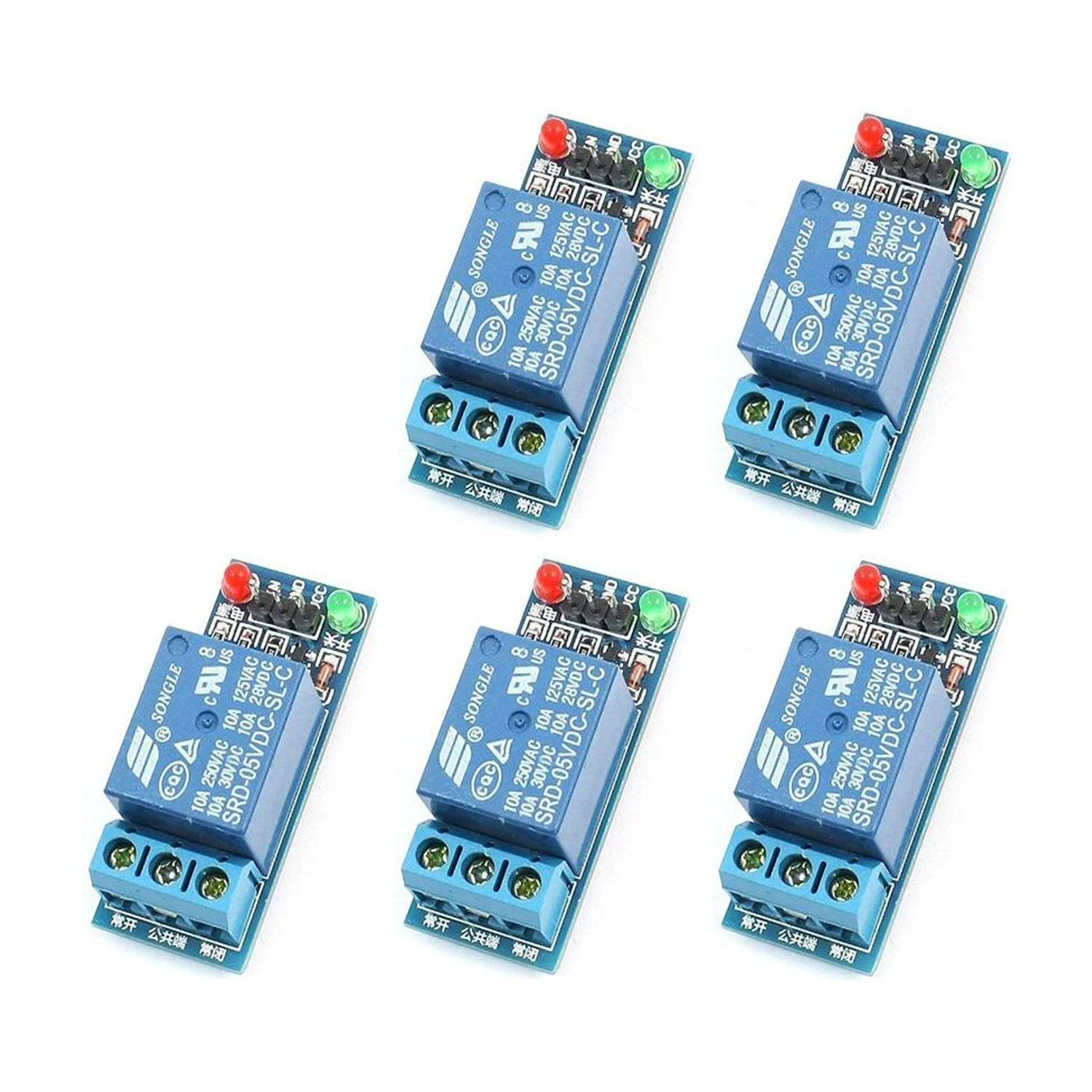 A2ZSMART 5PCS 5V 10A Single Channel Relay Module Board for Arduino Projects Electronic Components Electronic Hobby Kit