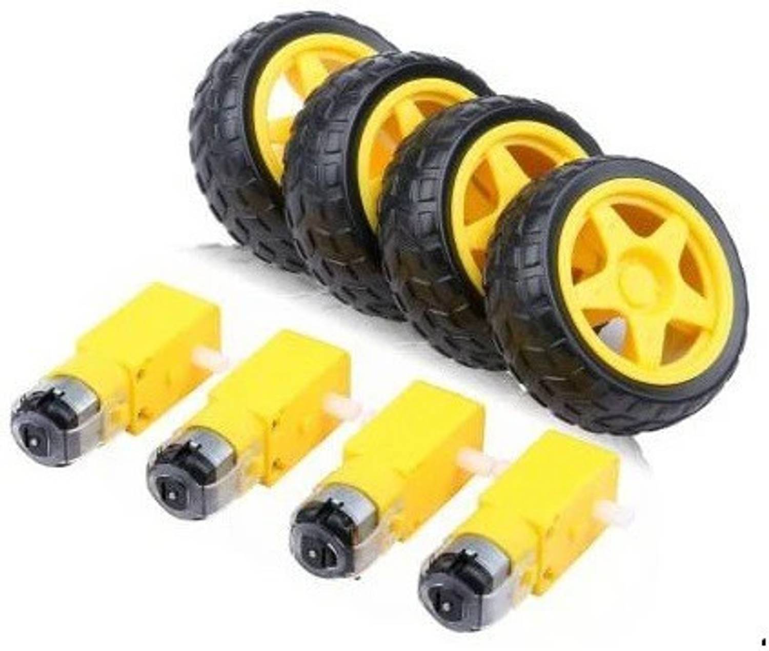 Bidas 4PCs DC Motor 3-6V Dual Shaft Geared TT with Wheels