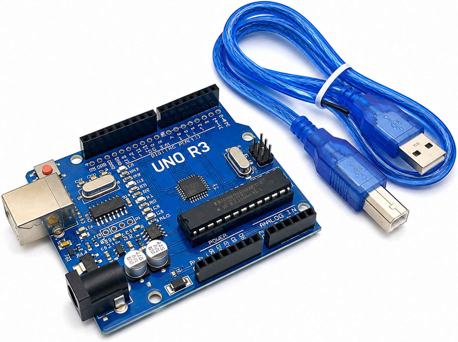 Image of arduino Ardu. UNO R3 Development Board with USB Cable | Robotics, IoT & DIY Project Micro Controller Board Electronic Hobby Kit