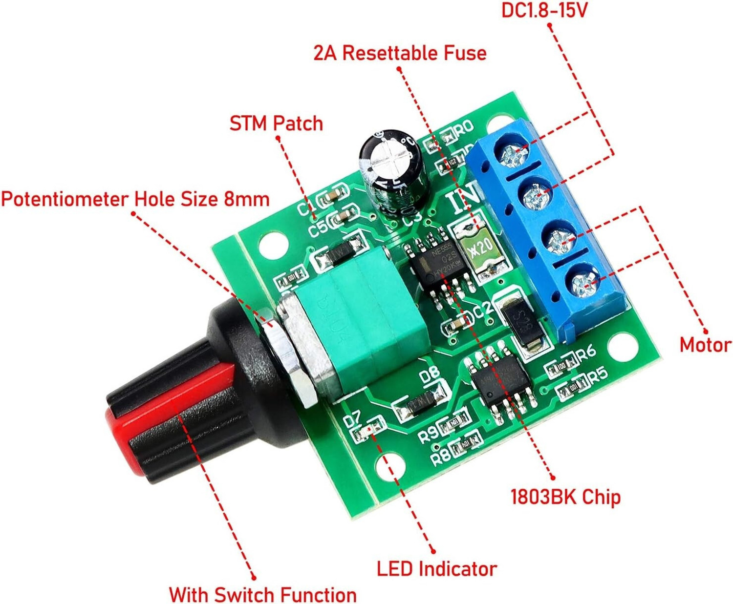 Image of EASTRA Dc 1.8V 3V 5V 6V 12V 2Amp Pwm Motor Speed Controller Motor Control Electronic Hobby Kit