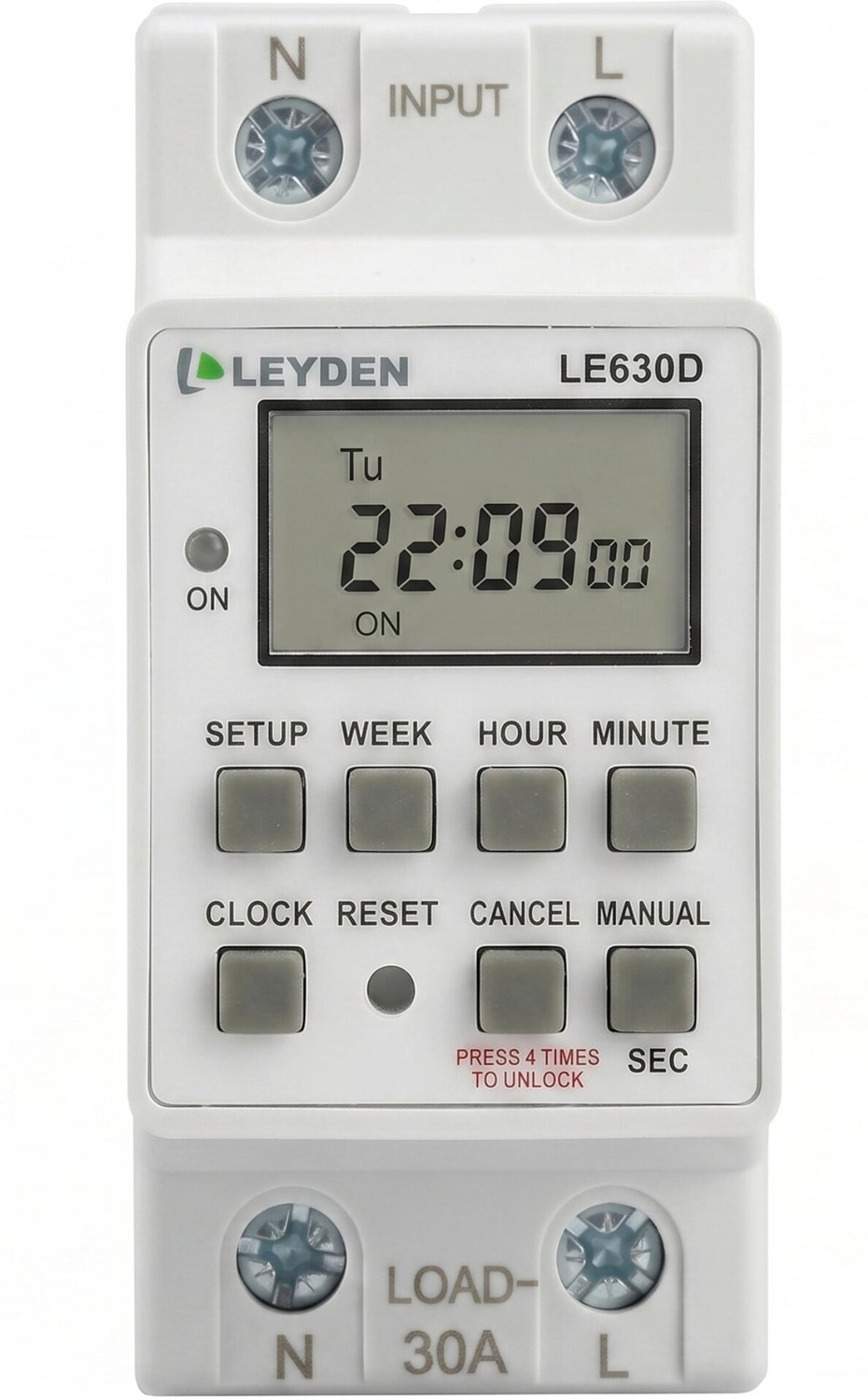 Image of Leyden LE630D 30A 220VAC Timer Switch 20 Programs, Cyclic Timer For Bell, Light, Fogger Programmable Electronic Timer Switch