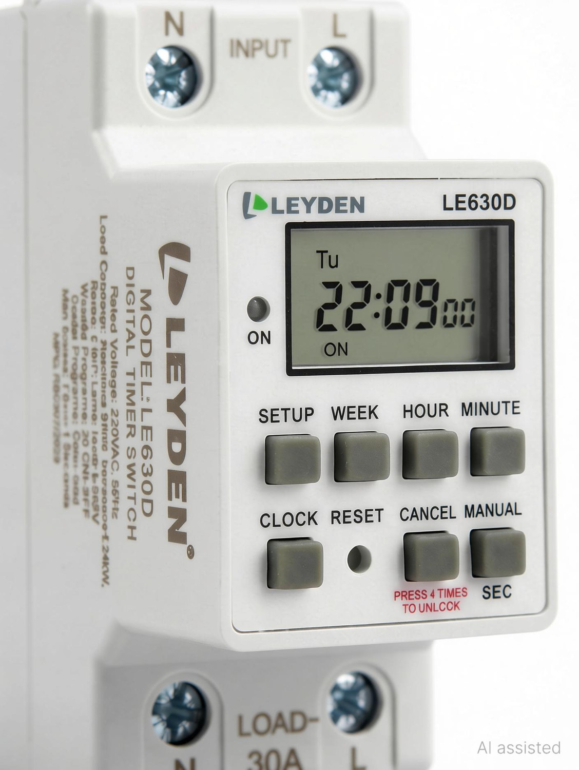 Image of Leyden LE630D 30A 220VAC Timer Switch 20 Programs, Cyclic Timer For Bell, Light, Fogger Programmable Electronic Timer Switch