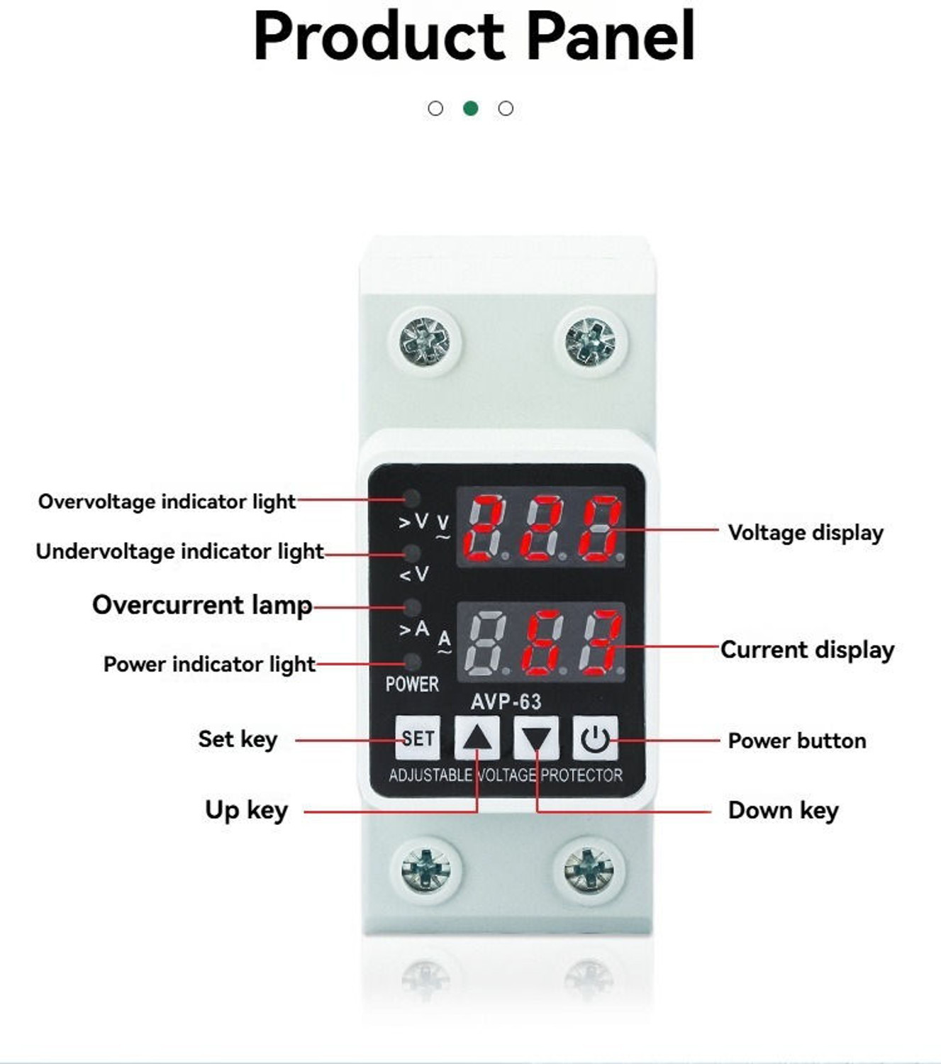 Image of Ametron VA Protector | Adjustable Setting 63A 1Ph 220V Voltage & Auto Reconnect Programmable Electronic Timer Switch