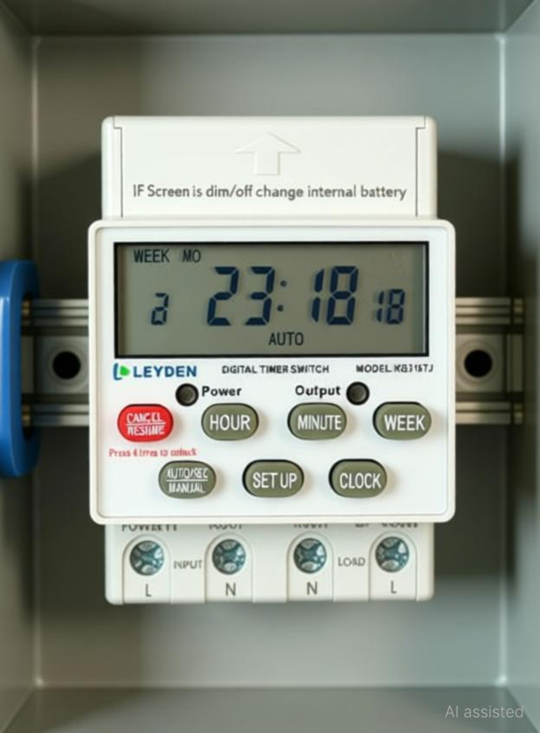 Image of Leyden KG316TJ, 30A, 220VAC, 16 On /Off Program, ON-Off Delay & Cyclic Timer Switch Programmable Electronic Timer Switch