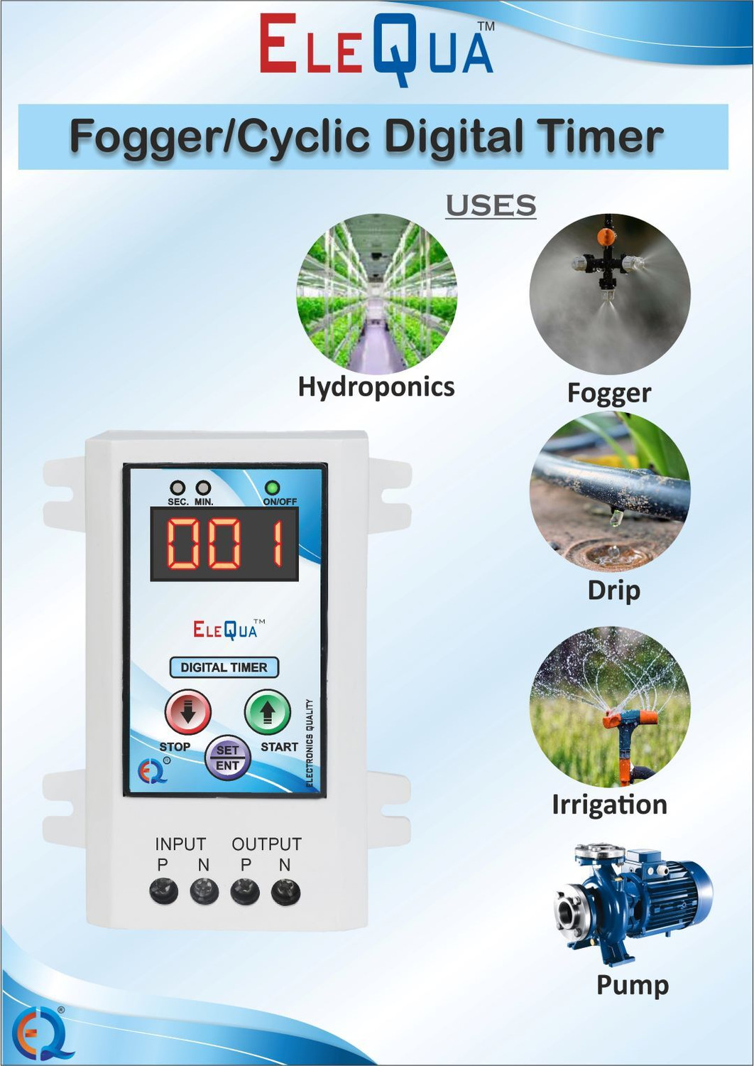 Image of ELEQUA Cyclic timer for Fogger, and other cyclic & Auto Stop Application Up to 1HP Programmable Electronic Timer Switch