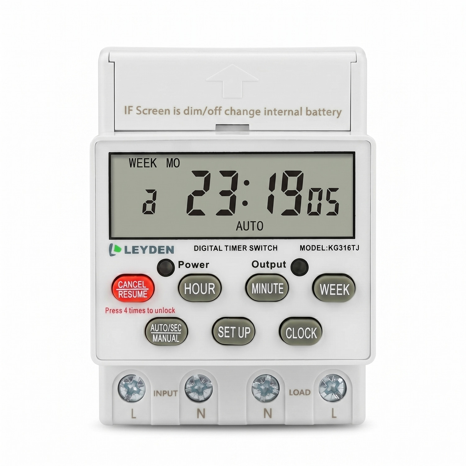 Image of Leyden KG316TJ, 30A, 220VAC, 16 On /Off Program, ON-Off Delay & Cyclic Timer Switch Programmable Electronic Timer Switch