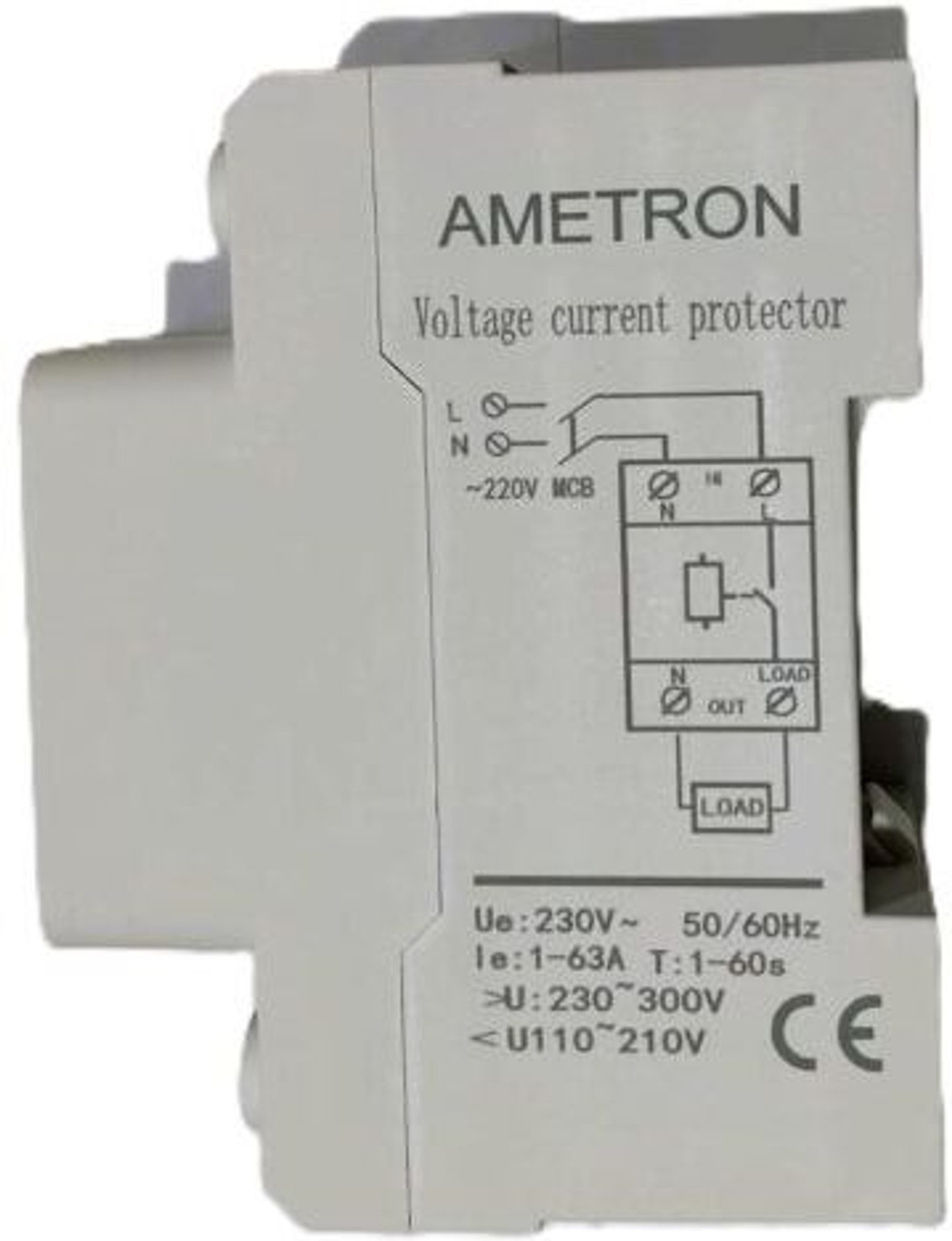 Image of Ametron VA Protector | Adjustable Setting 63A 1Ph 220V Voltage & Auto Reconnect Programmable Electronic Timer Switch