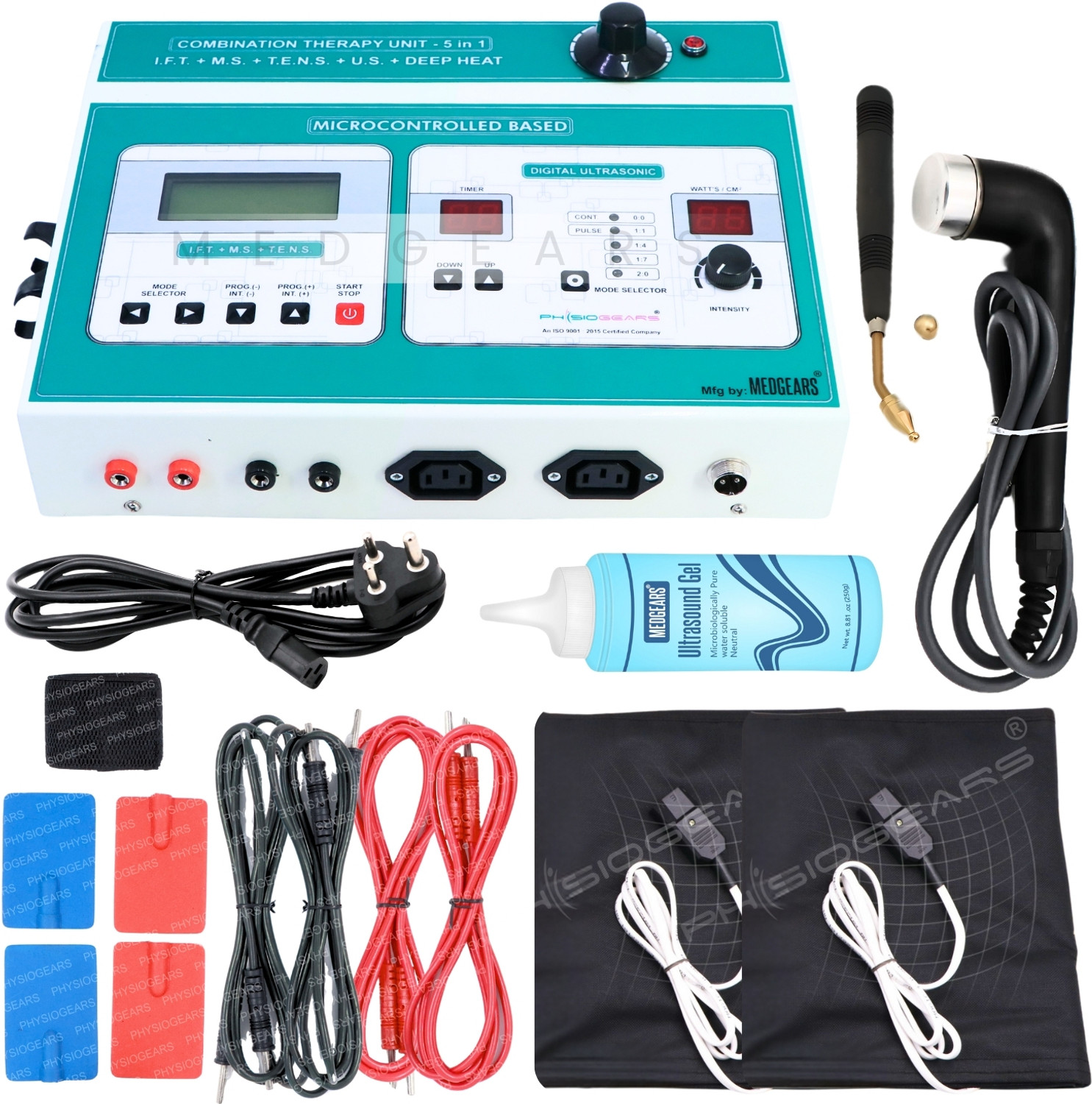 Image of Physiogears Combination 5 IN 1 LCD 125 Programs Computerized IFT+MS+TENS+US+Deep Heat Ma Physiotherapy Equipment Electrotherapy Device