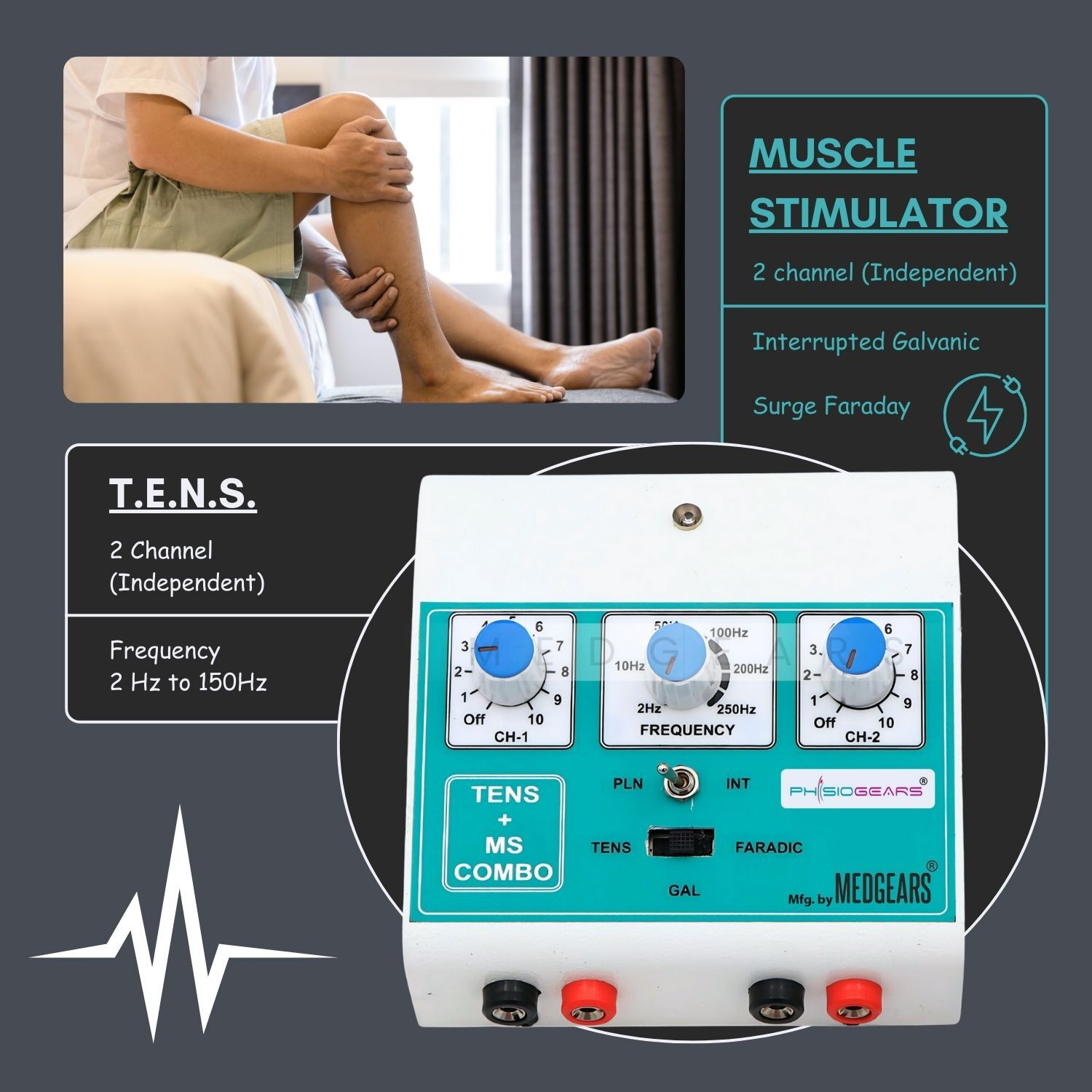 Image of MEDGEARS MDG355 Physiotherapy Electrotherapy Device