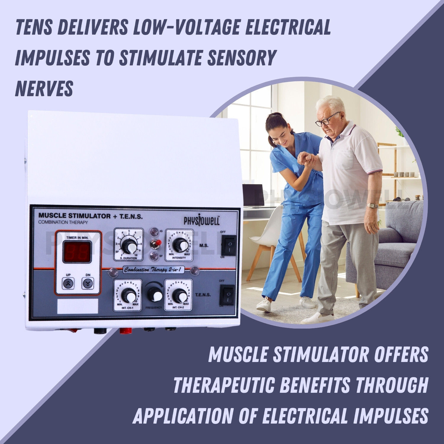 Image of Physiowell Physiotherapy MINI Combi TENS MS Muscle Stimulator for Pain Relief pain Relief Management Electrotherapy Device