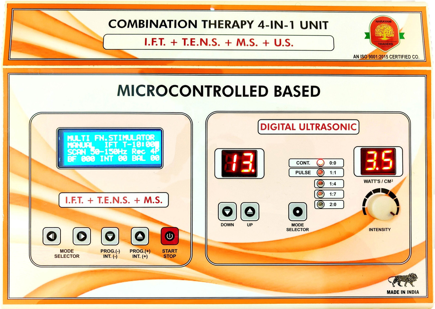 Image of NARAYANI TRADERS 4 In 1 Combo 125 Programs IFT+MS+TENS+US Machine Physiotherapy Equipments Ultrasound Machine