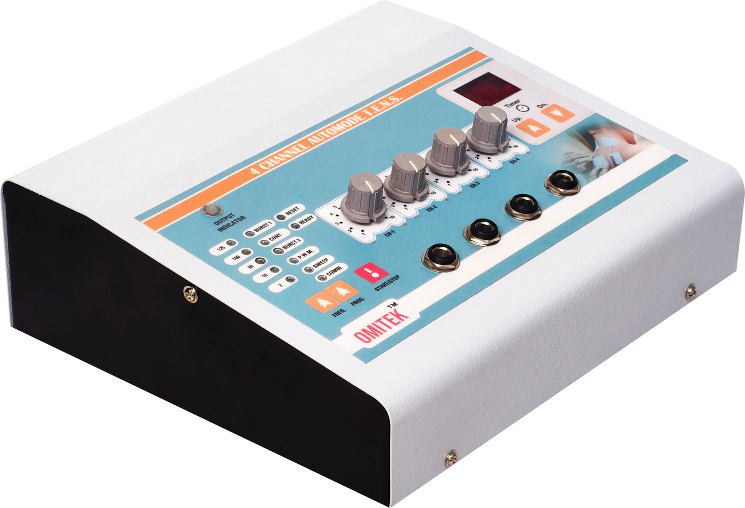 Image of omitek Micro Processor Based 4 Channel T.E.N.S. Auto Mode Physiotherapy Machine 4 channel Auto Mode Tens Physiotherapy Machine Electrotherapy Device (Auto Mode 4 Channel tens Machine Equipment Electrotherapy Device)