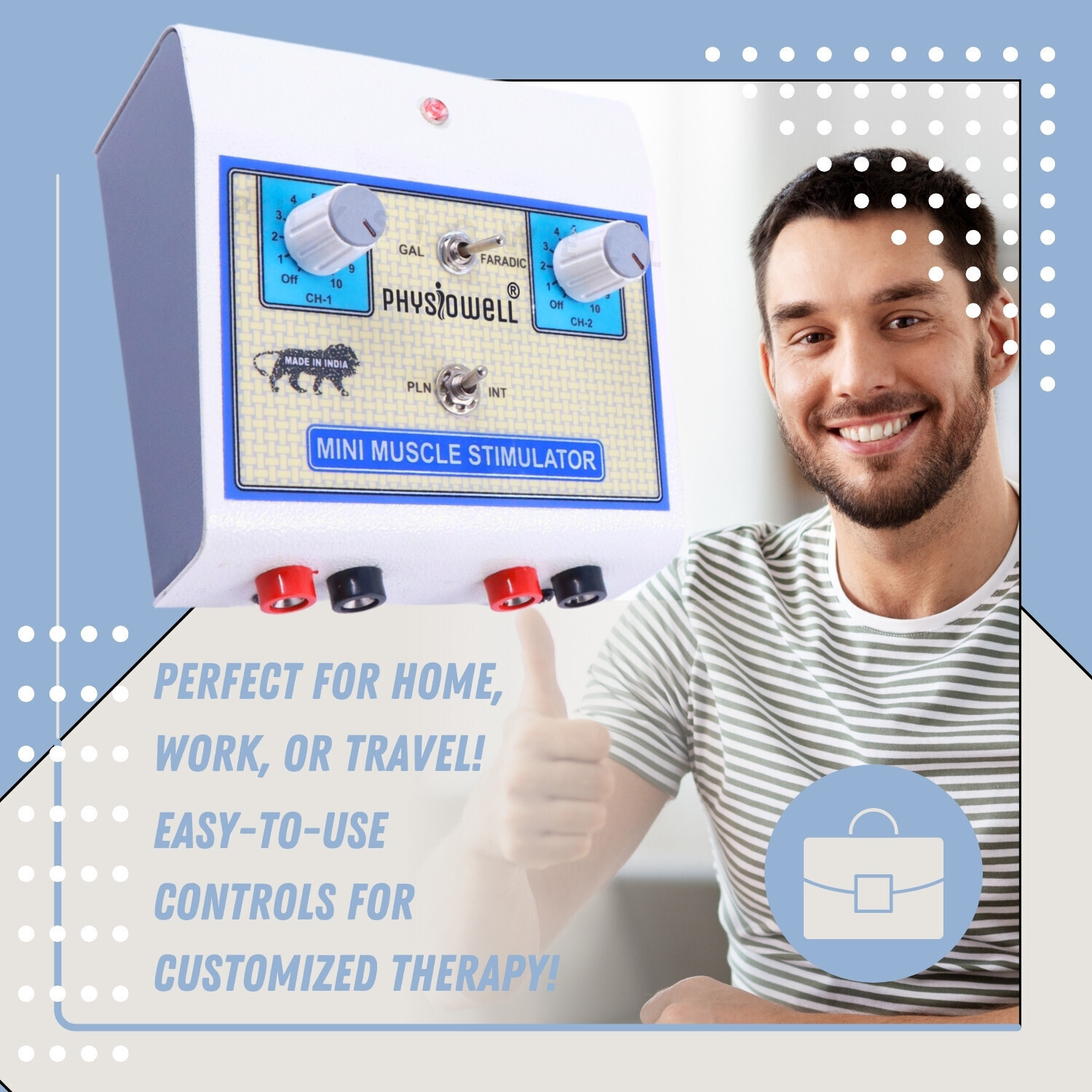 Image of Physiowell Physiotherapy Muscle Stimulator Muscle Stimulator Two Channel Machine for Physiotherapy Muscle Stimulator Electrotherapy Device