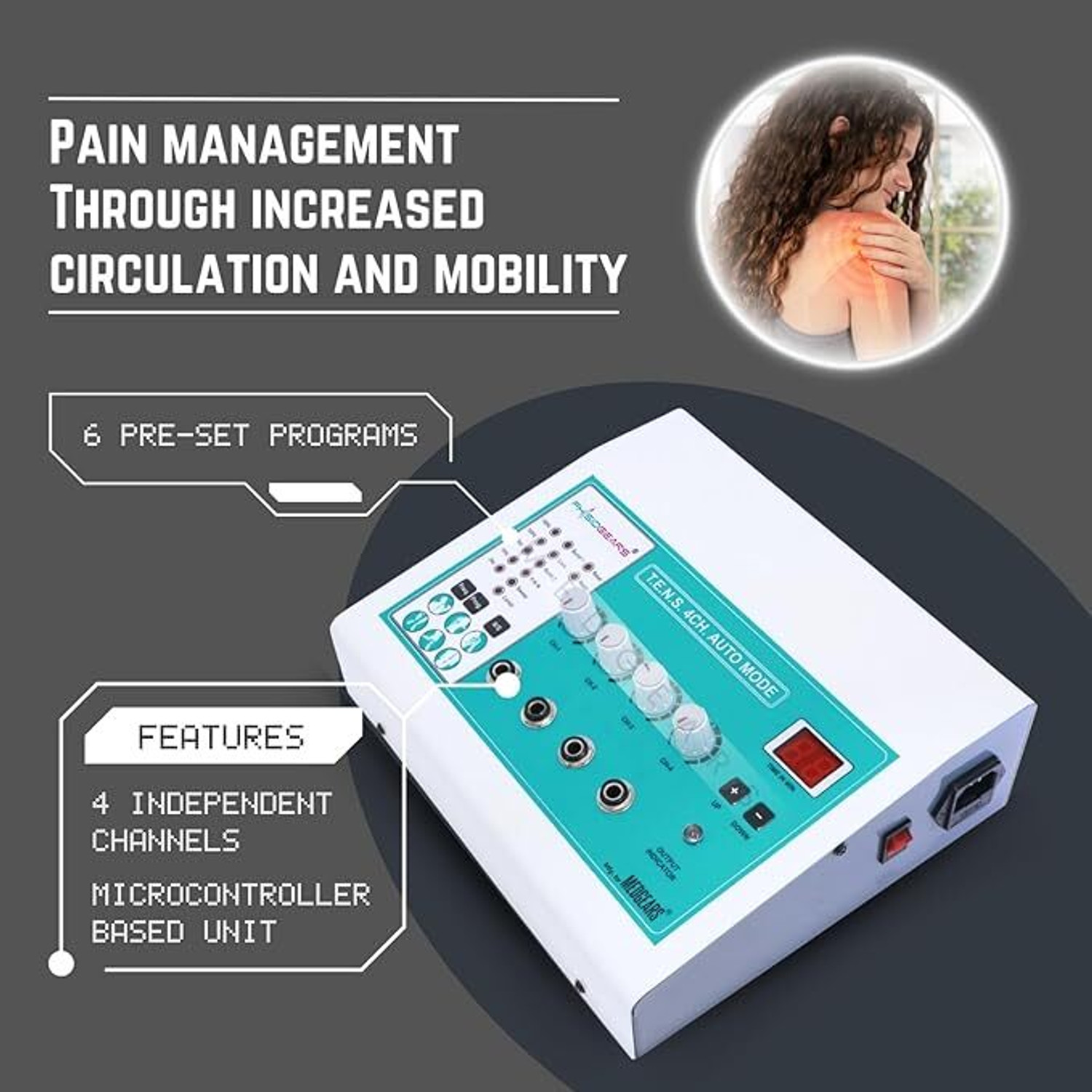 Image of Micro medical services 4 Channel Tens Auto Mode Multi-Function Physiotherapy Nerve Electrotherapy Physiotherapy Electrotherapy Device