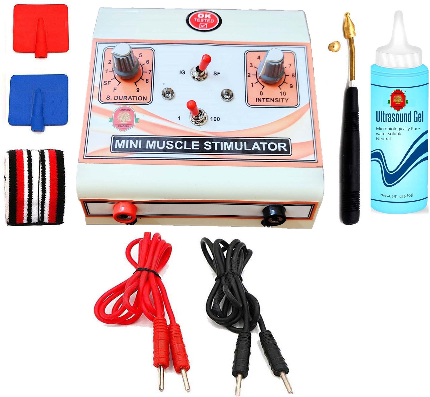 Image of NARAYANI TRADERS Muscle Stimulator 2 channel Machine Electrical Muscle Stimulator EMS Stimulator Machine Electrical Muscle Electrotherapy Device